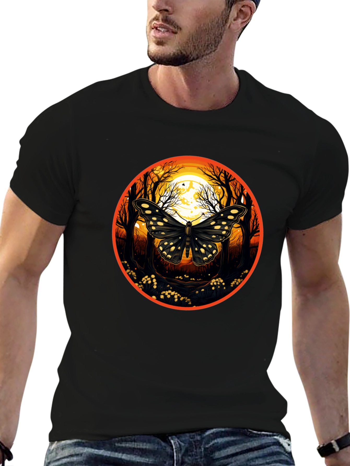 Butterfly Moon T-Shirt - Nature Inspired Graphic Tee