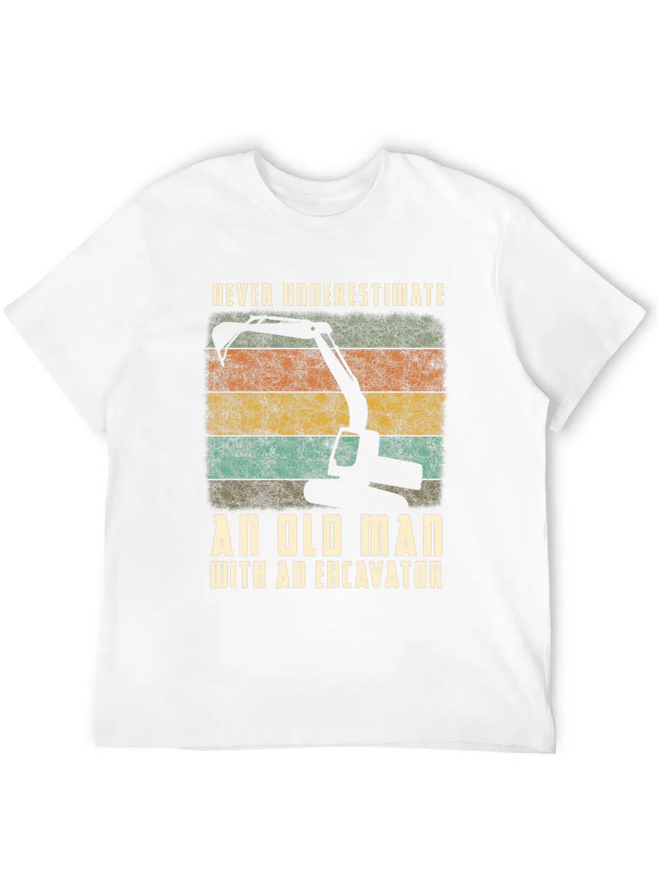 Old Man With An Excavator Shadow Timeless Short Sleeve Tee – Comfy And Minimalist Design