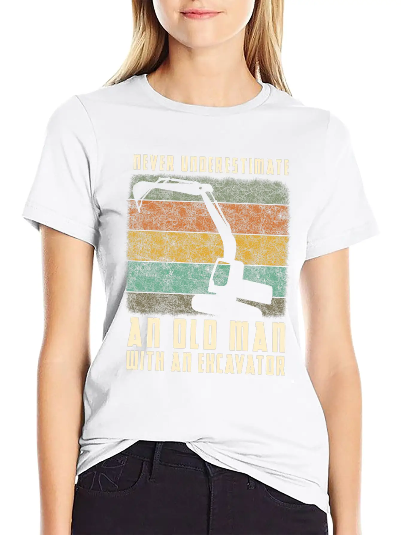 Old Man With An Excavator Shadow Timeless Short Sleeve Tee – Comfy And Minimalist Design