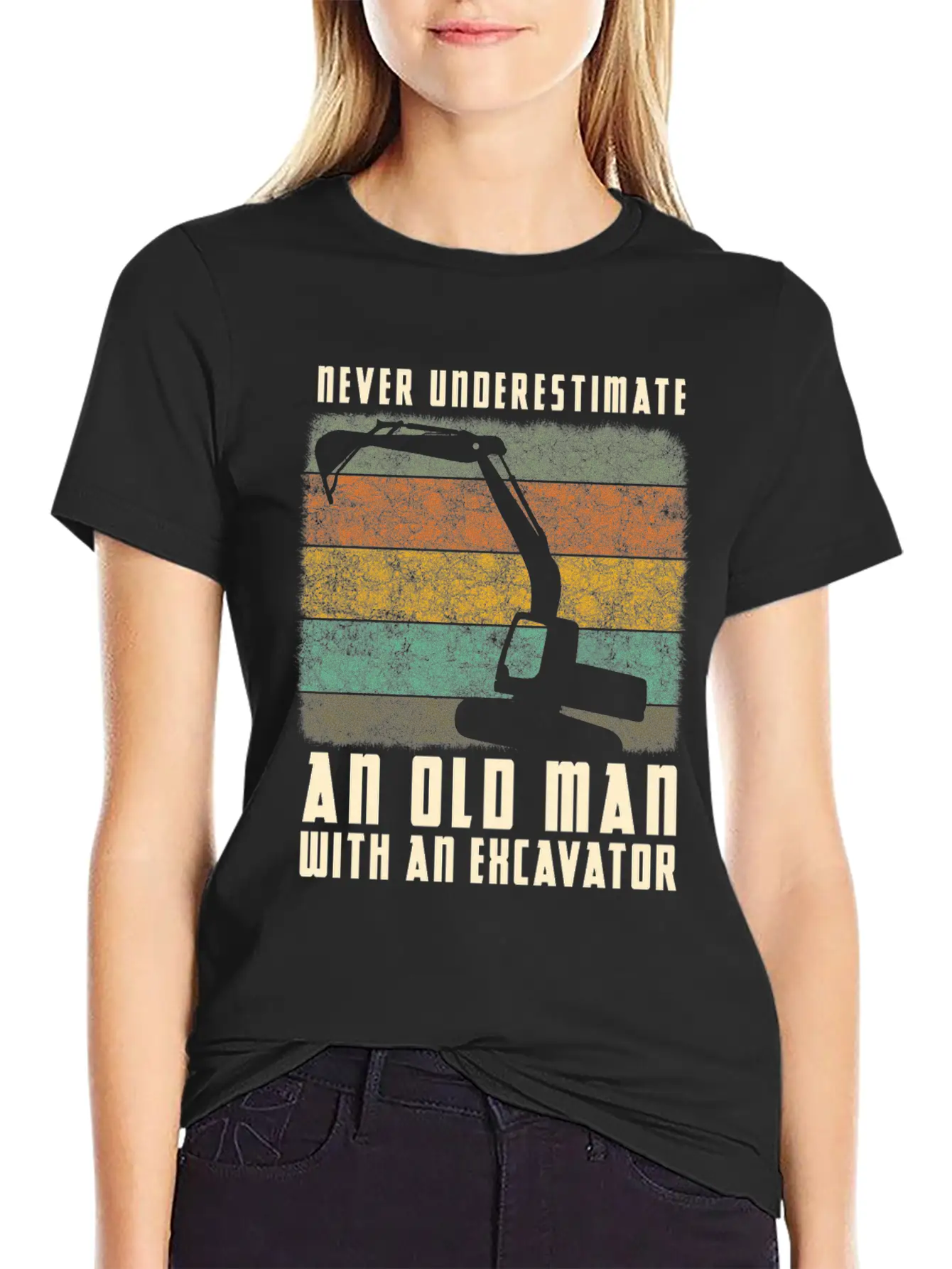 Old Man With An Excavator Shadow Timeless Short Sleeve Tee – Comfy And Minimalist Design