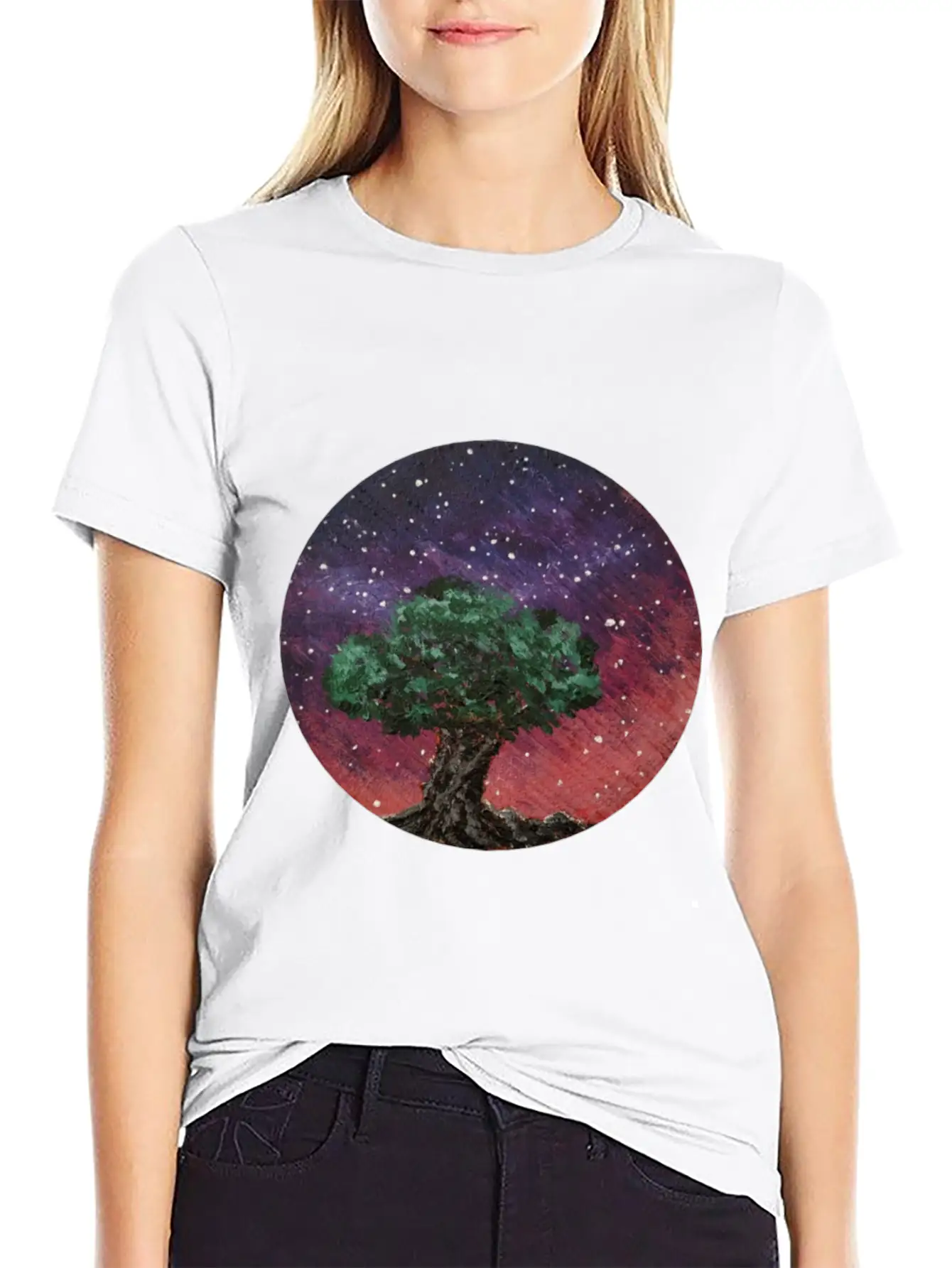 Olive Tree Under The Nightsky Stylish Everyday T-Shirt – Unisex Basic Cotton Tee