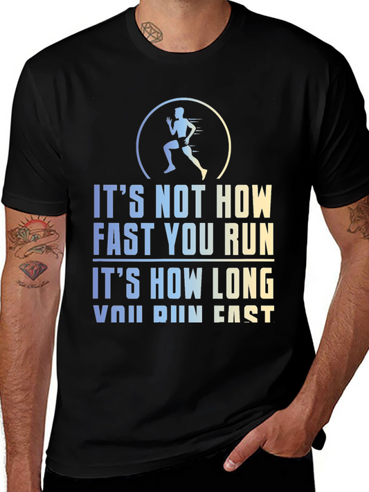 Runners Motivation Graphic Tee - Run Long Not Fast