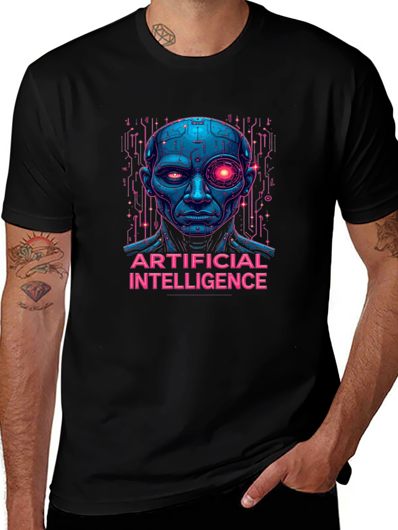 AI Robot Head T-Shirt - Unique Graphic Tee