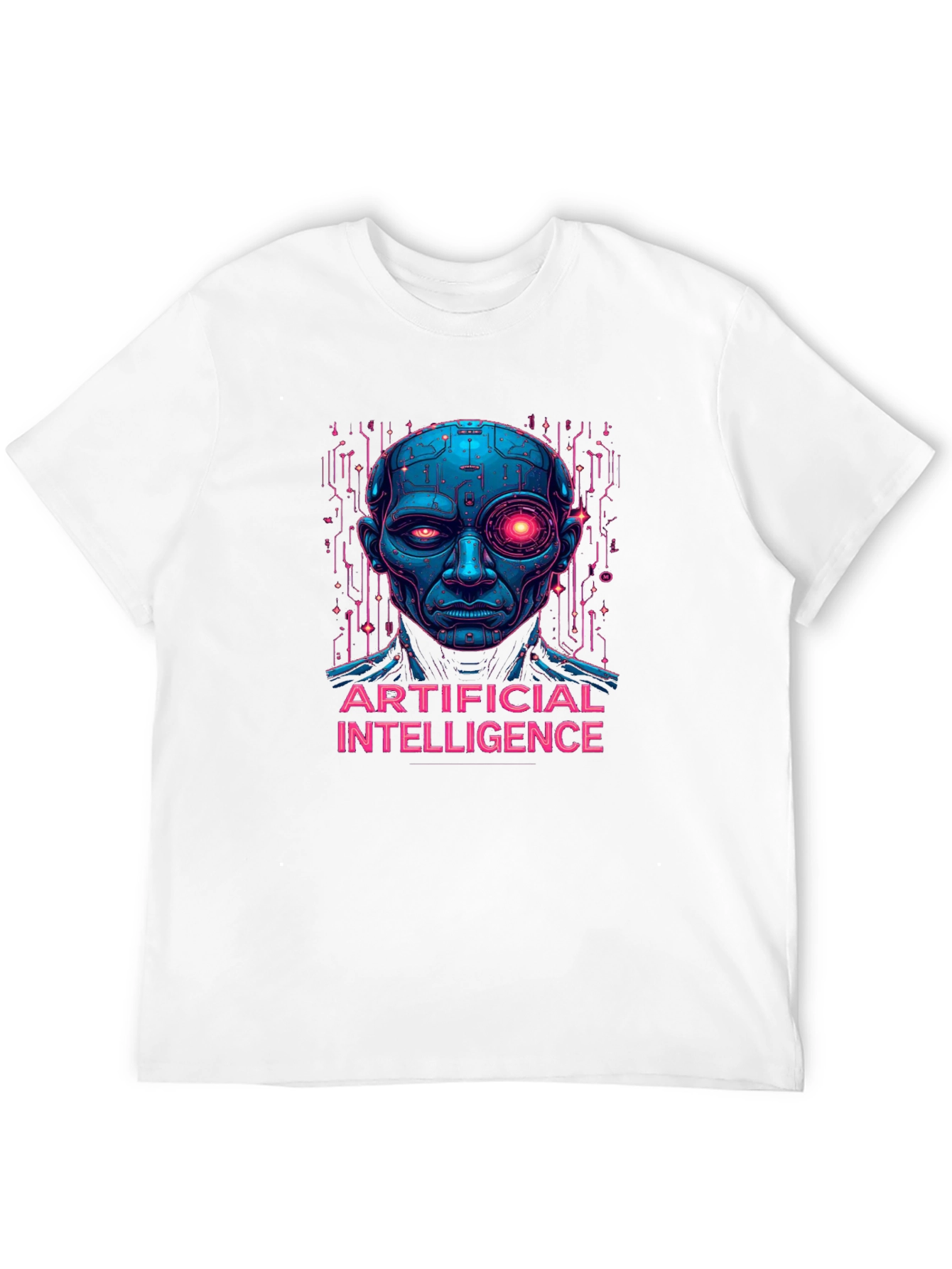 AI Robot Head T-Shirt - Unique Graphic Tee