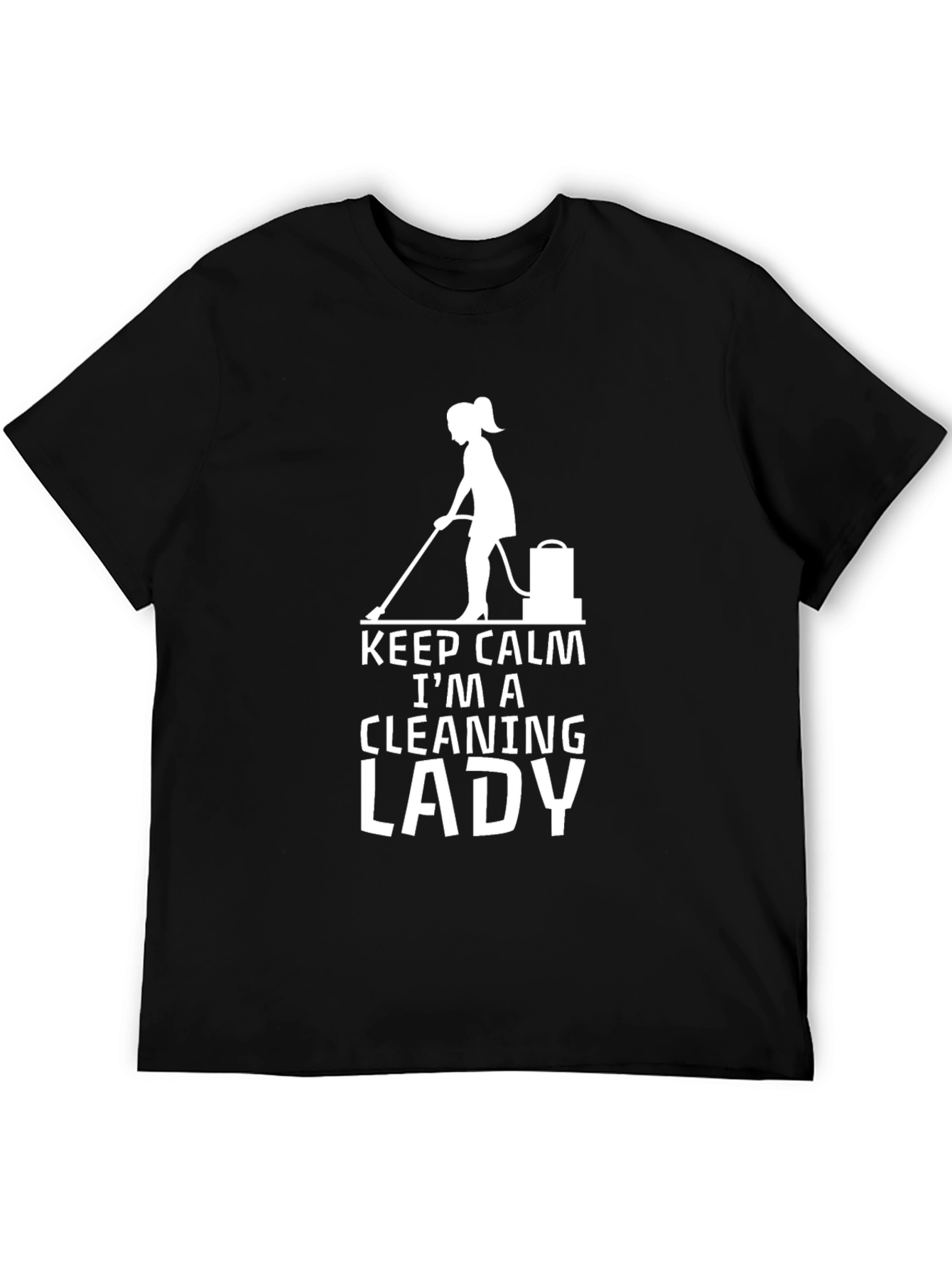 Keep Calm Cleaning Lady Graphic Tee - Black