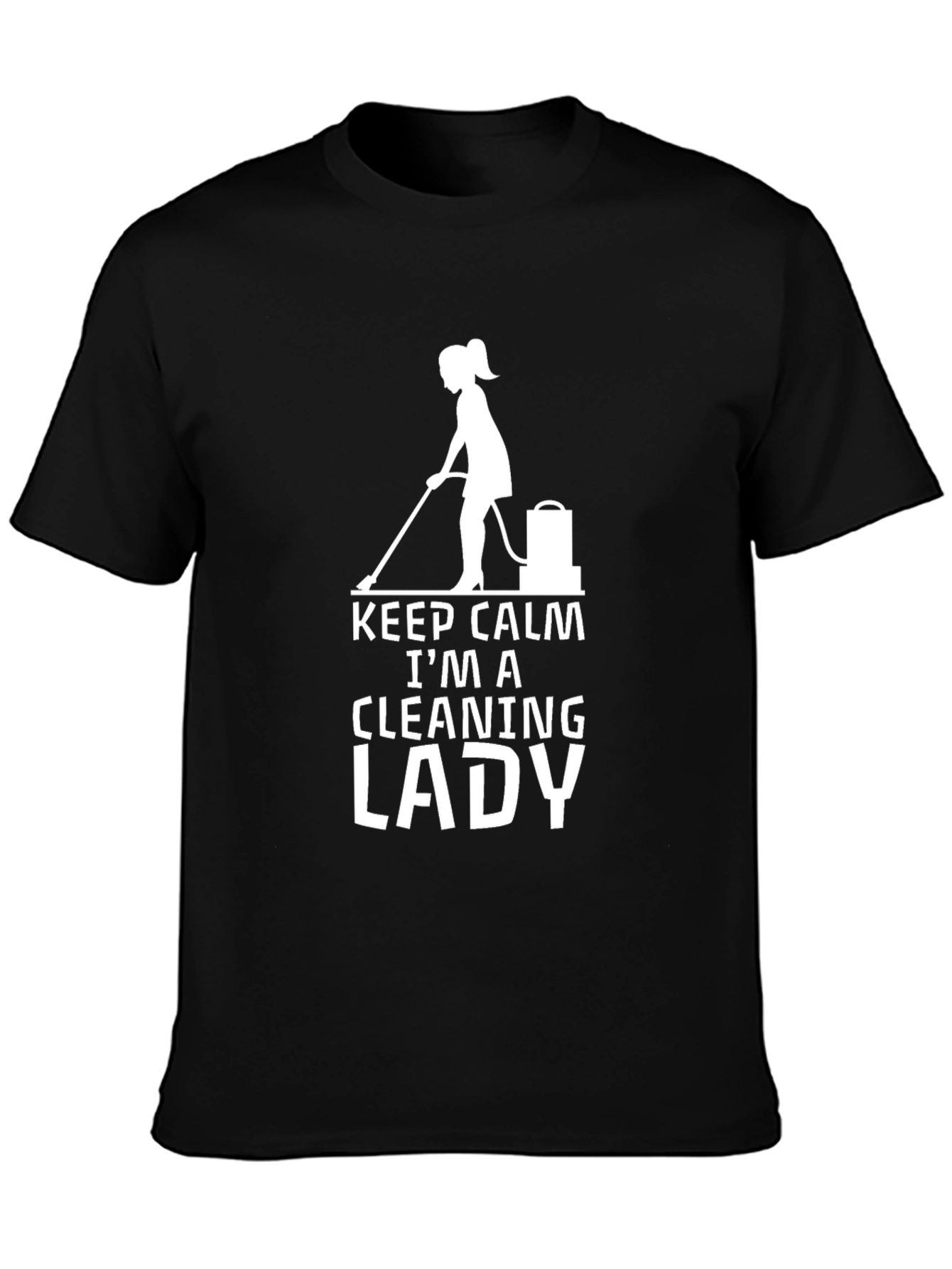 Keep Calm Cleaning Lady Graphic Tee - Black