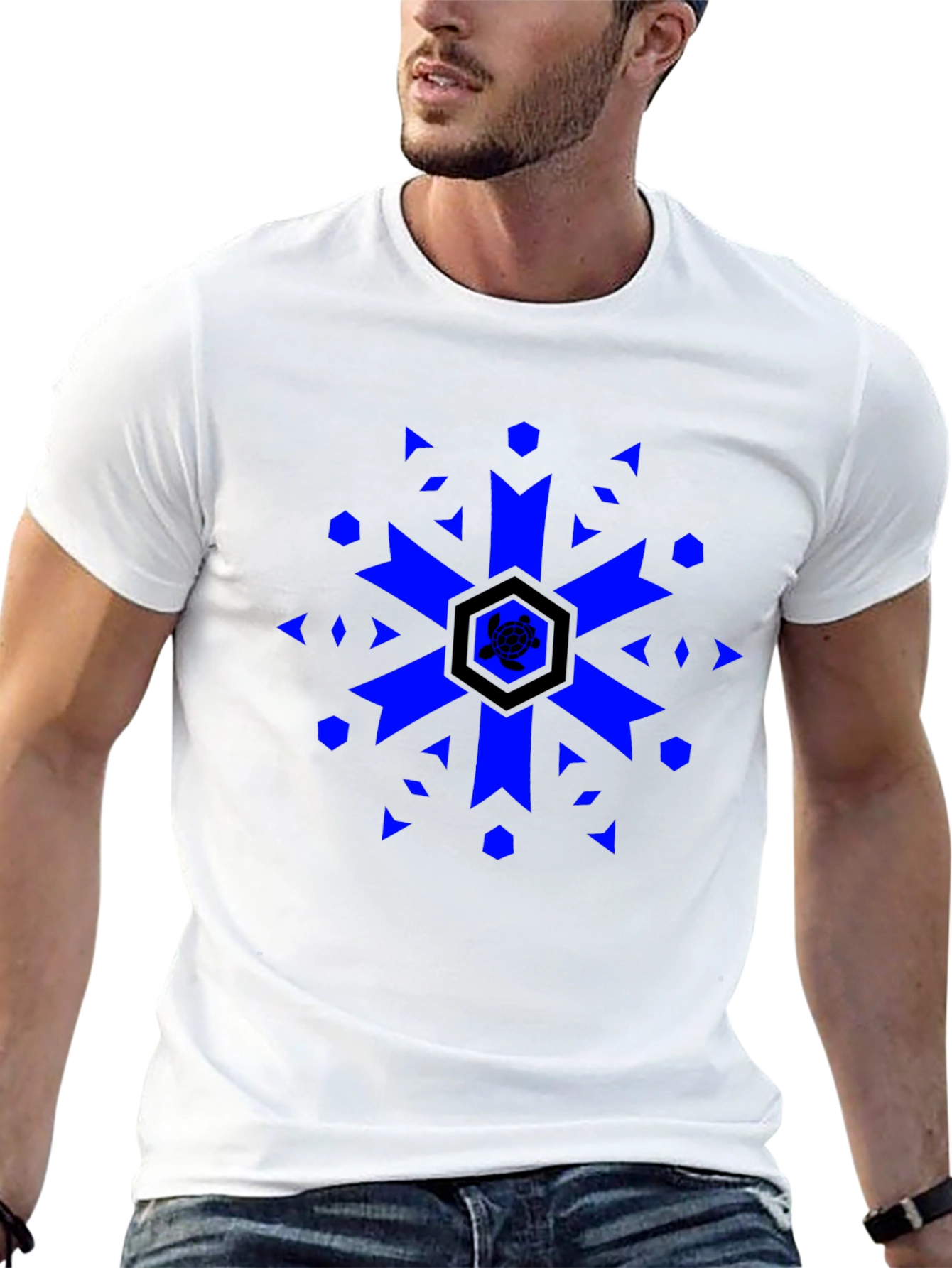 Geometric Turtle Black T-Shirt