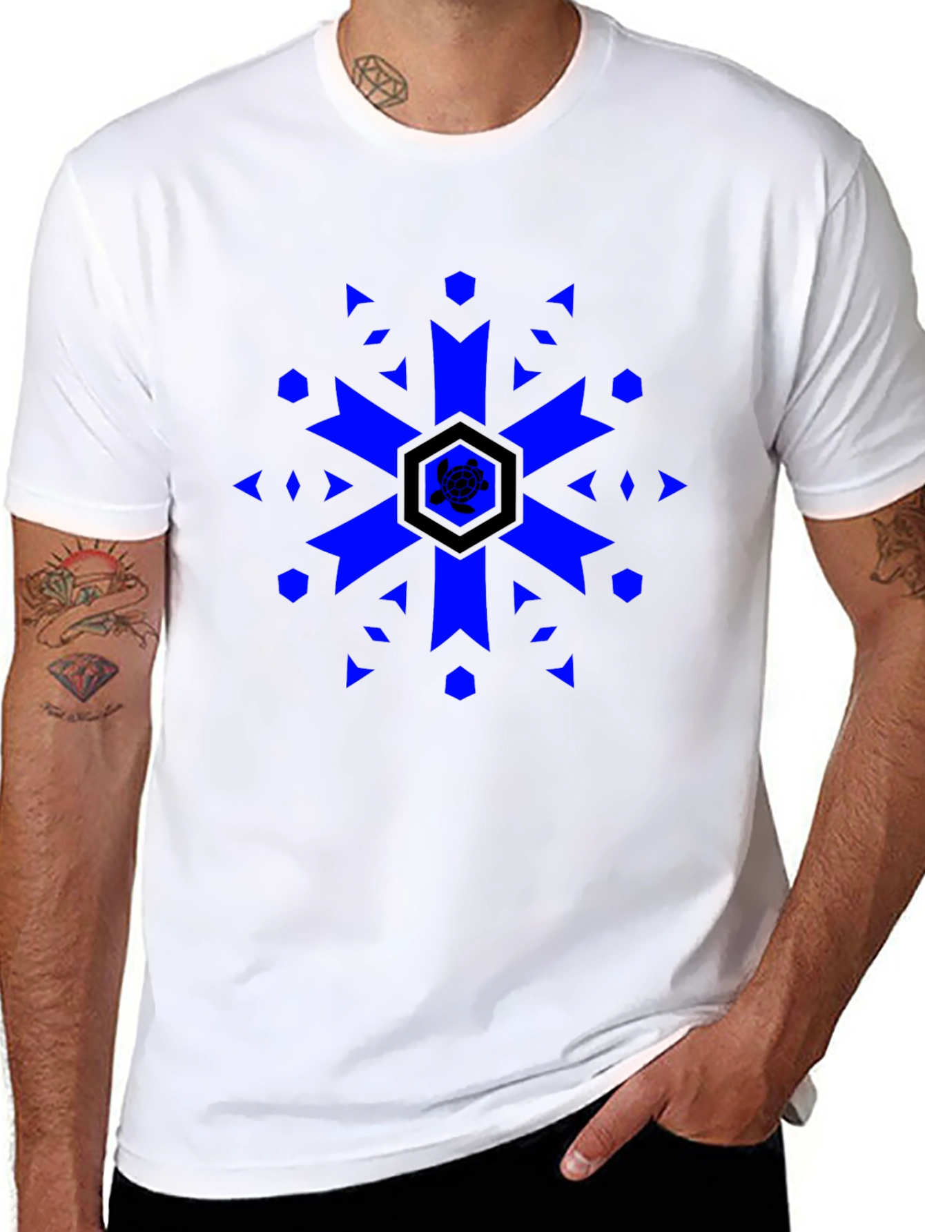 Geometric Turtle Black T-Shirt