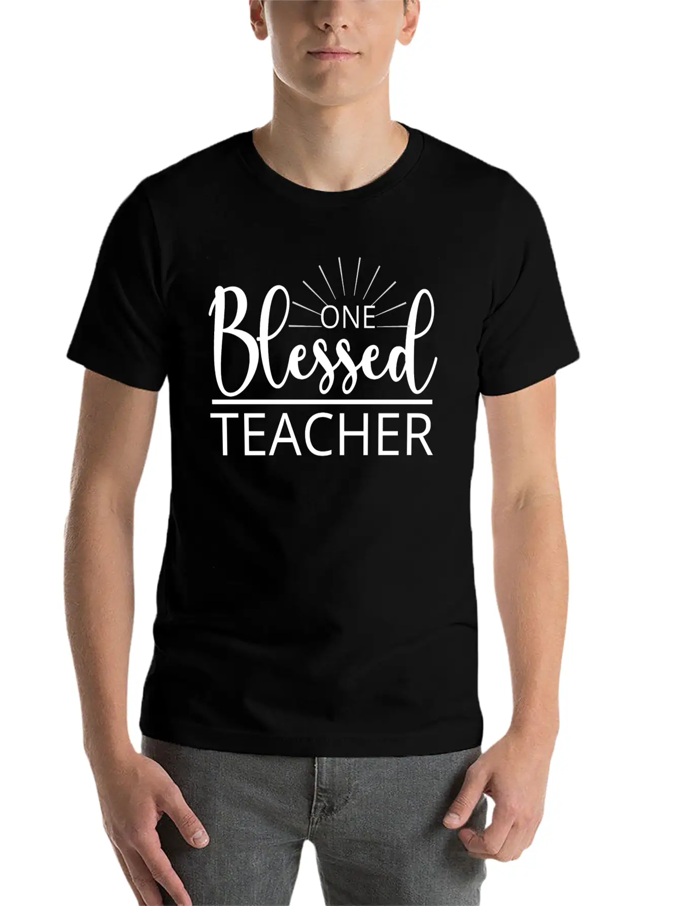 One Blessed Teacher Grateful Thankful Blessed Stylish Everyday T-Shirt – Unisex Basic Cotton Tee