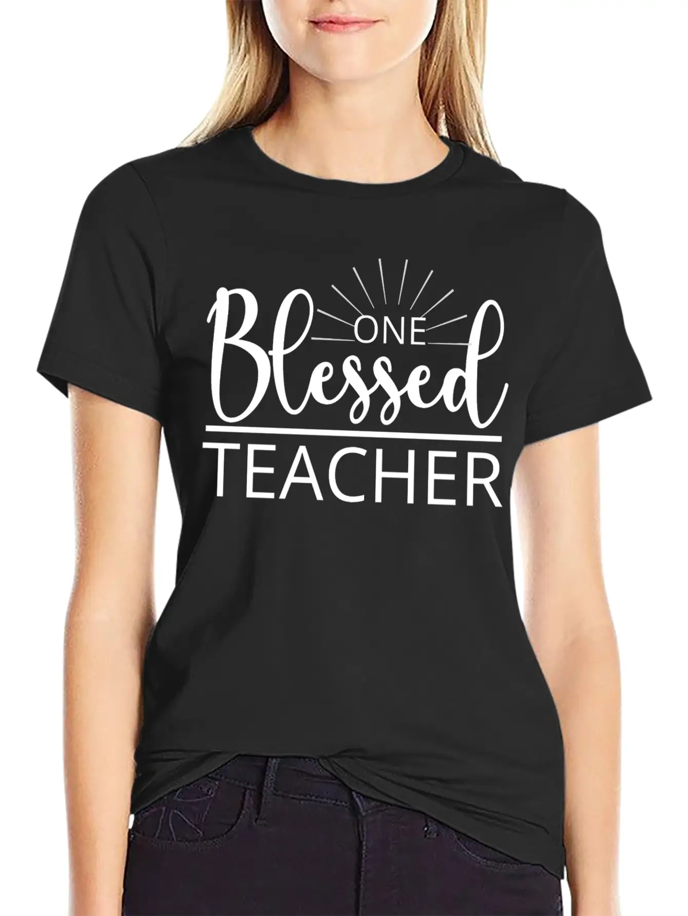 One Blessed Teacher Grateful Thankful Blessed Stylish Everyday T-Shirt – Unisex Basic Cotton Tee
