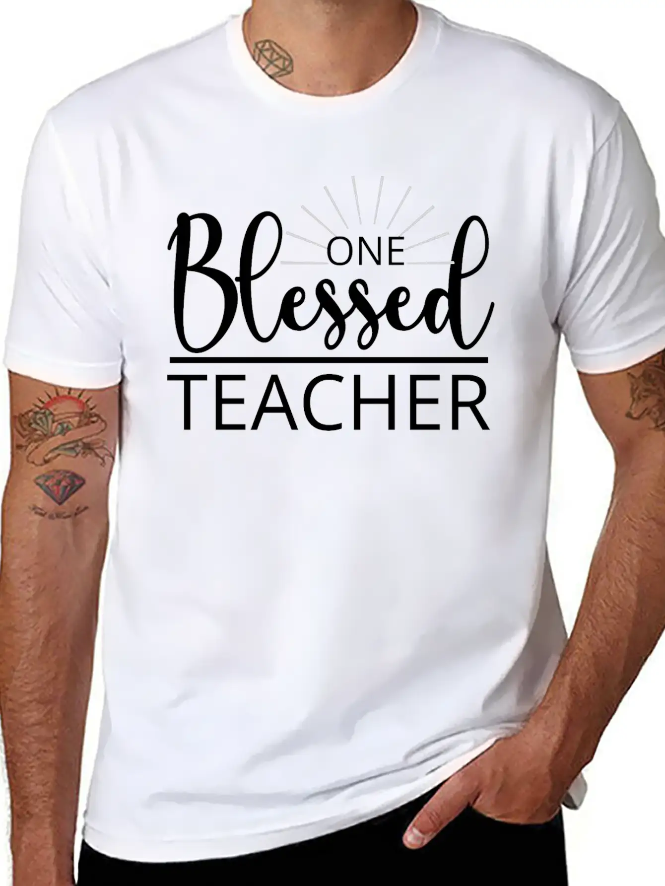 One Blessed Teacher Grateful Thankful Blessed Stylish Everyday T-Shirt – Unisex Basic Cotton Tee