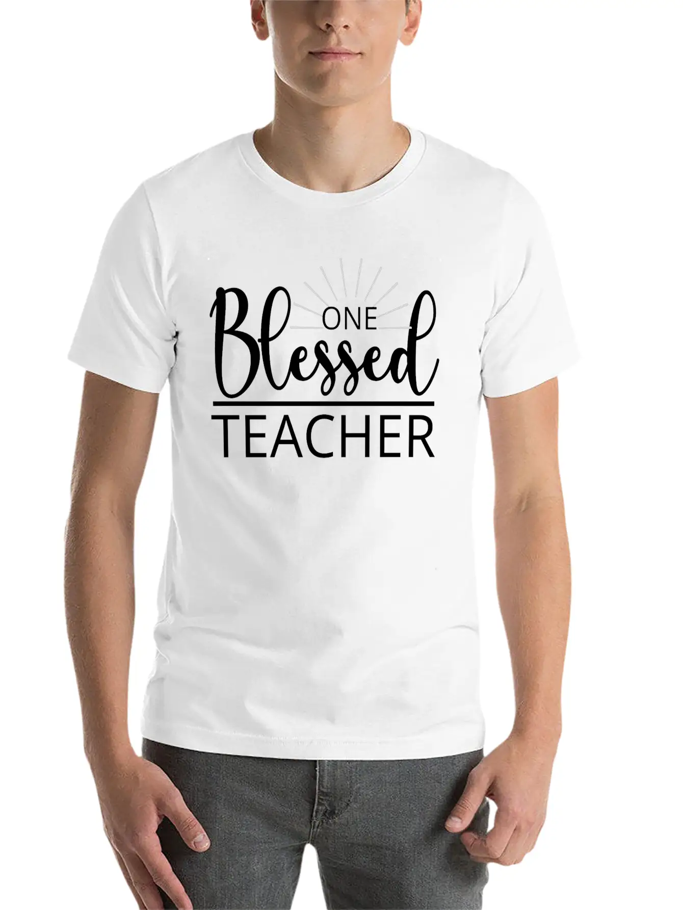 One Blessed Teacher Grateful Thankful Blessed Stylish Everyday T-Shirt – Unisex Basic Cotton Tee