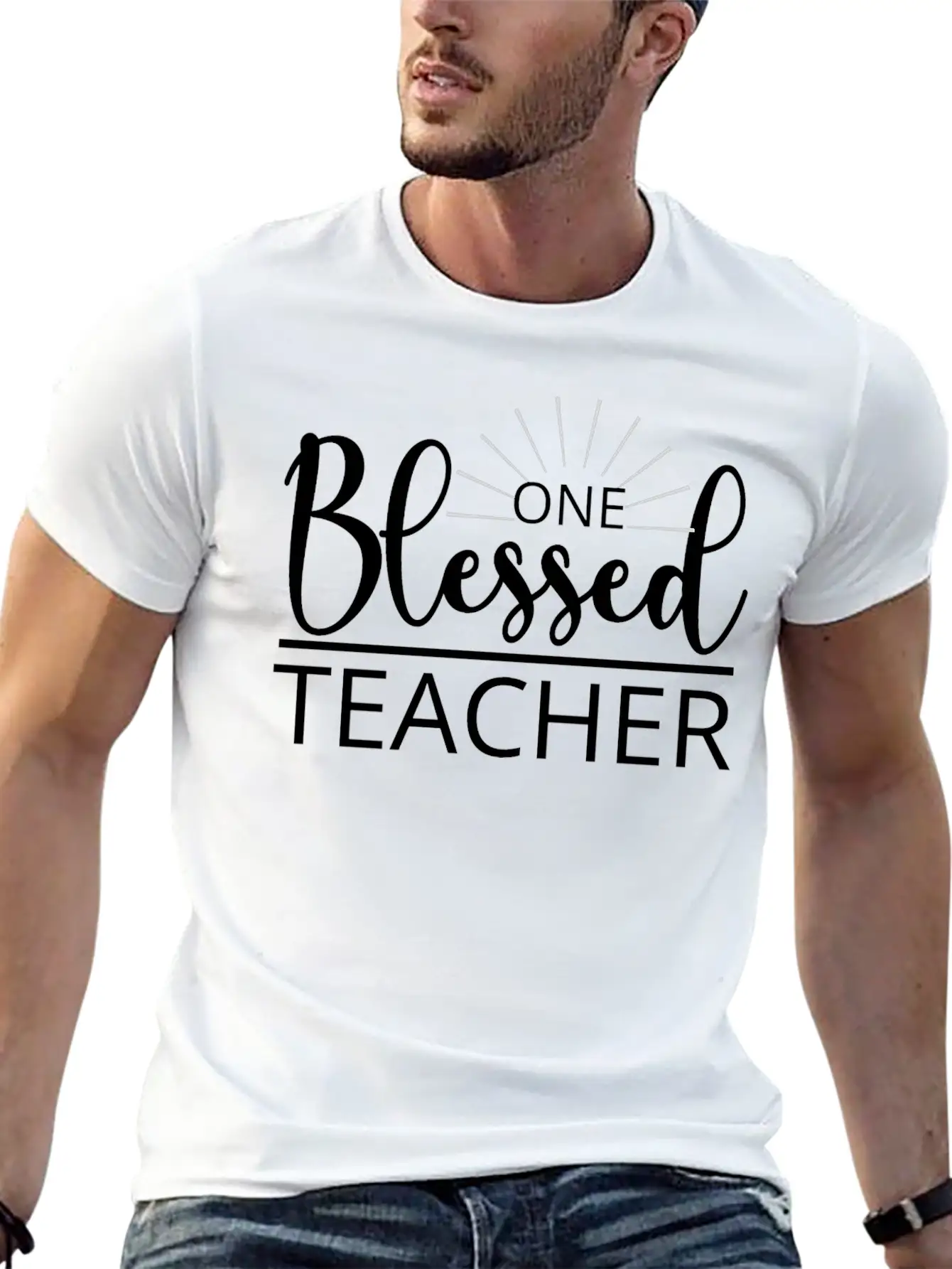 One Blessed Teacher Grateful Thankful Blessed Stylish Everyday T-Shirt – Unisex Basic Cotton Tee