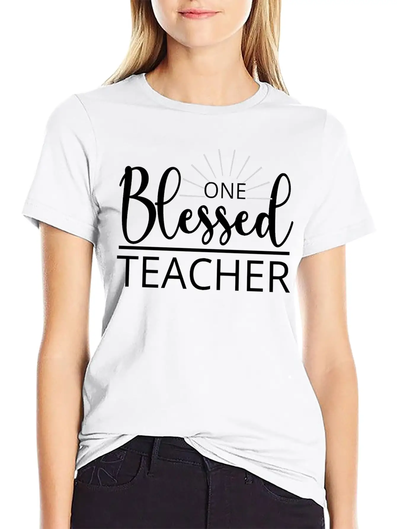 One Blessed Teacher Grateful Thankful Blessed Stylish Everyday T-Shirt – Unisex Basic Cotton Tee