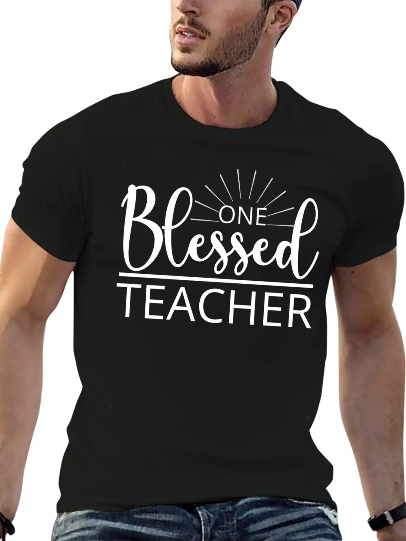 One Blessed Teacher Grateful Thankful Blessed Stylish Everyday T-Shirt – Unisex Basic Cotton Tee