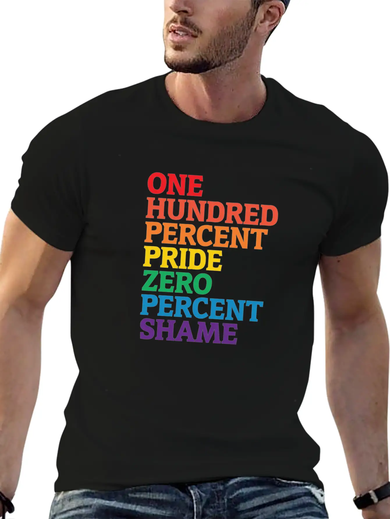 One Hundred Percent Pride Zero Percent Shame Shirt Basic Graphic T-Shirt – Daily Comfort In Soft Cotton