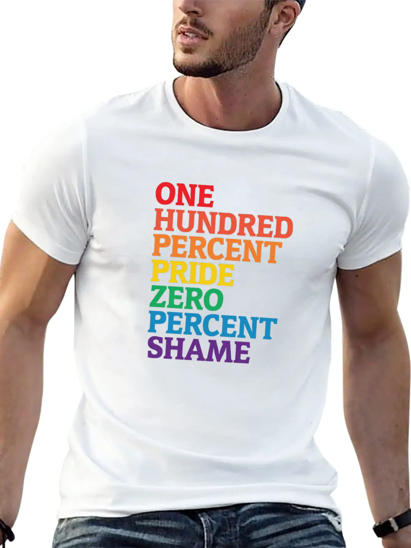 One Hundred Percent Pride Zero Percent Shame Shirt Basic Graphic T-Shirt – Daily Comfort In Soft Cotton