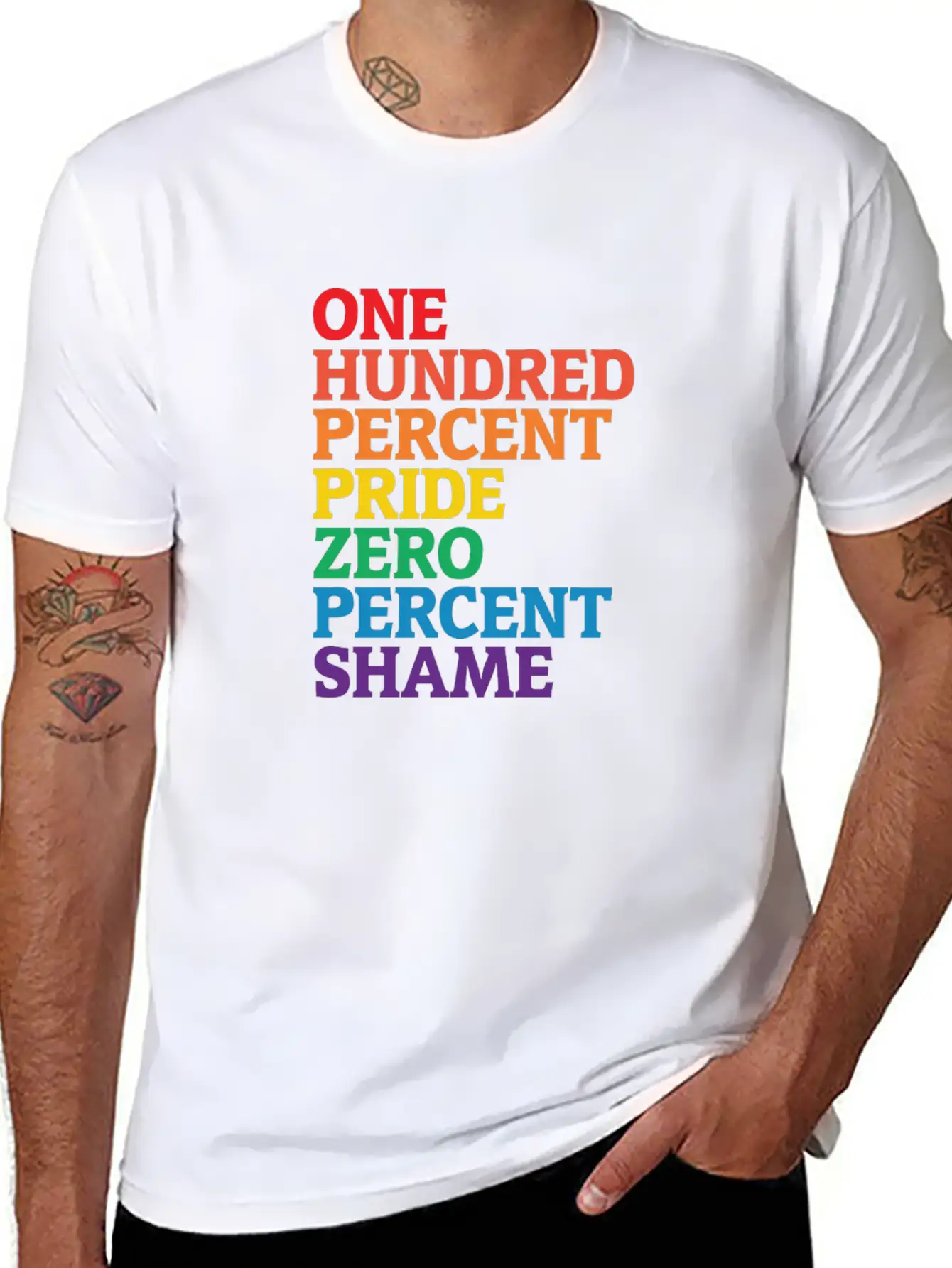 One Hundred Percent Pride Zero Percent Shame Shirt Basic Graphic T-Shirt – Daily Comfort In Soft Cotton