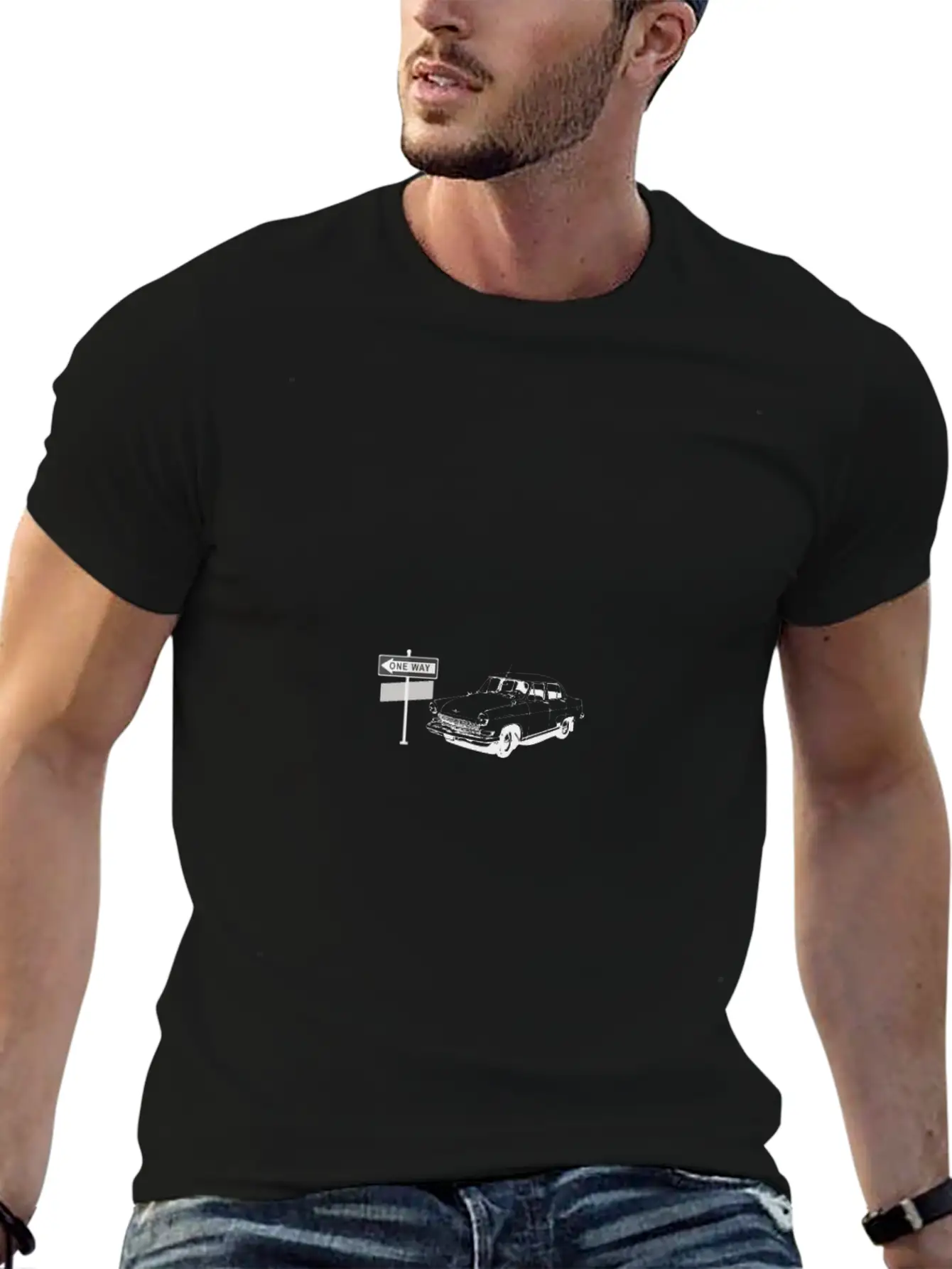 One Way With The Car Basic Graphic T-Shirt – Daily Comfort In Soft Cotton