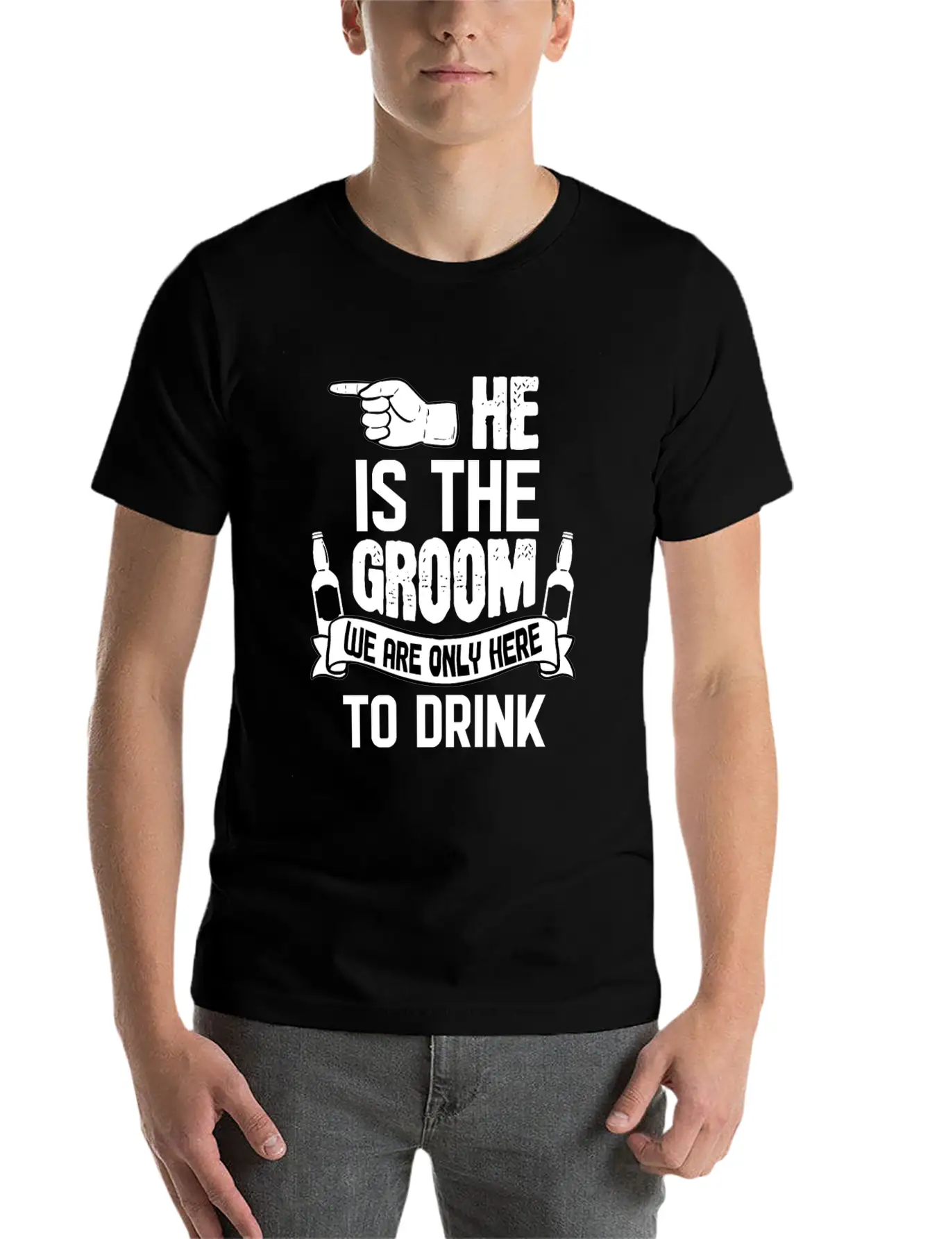 Only Here To Drink Groom Stylish Everyday T-Shirt – Unisex Basic Cotton Tee