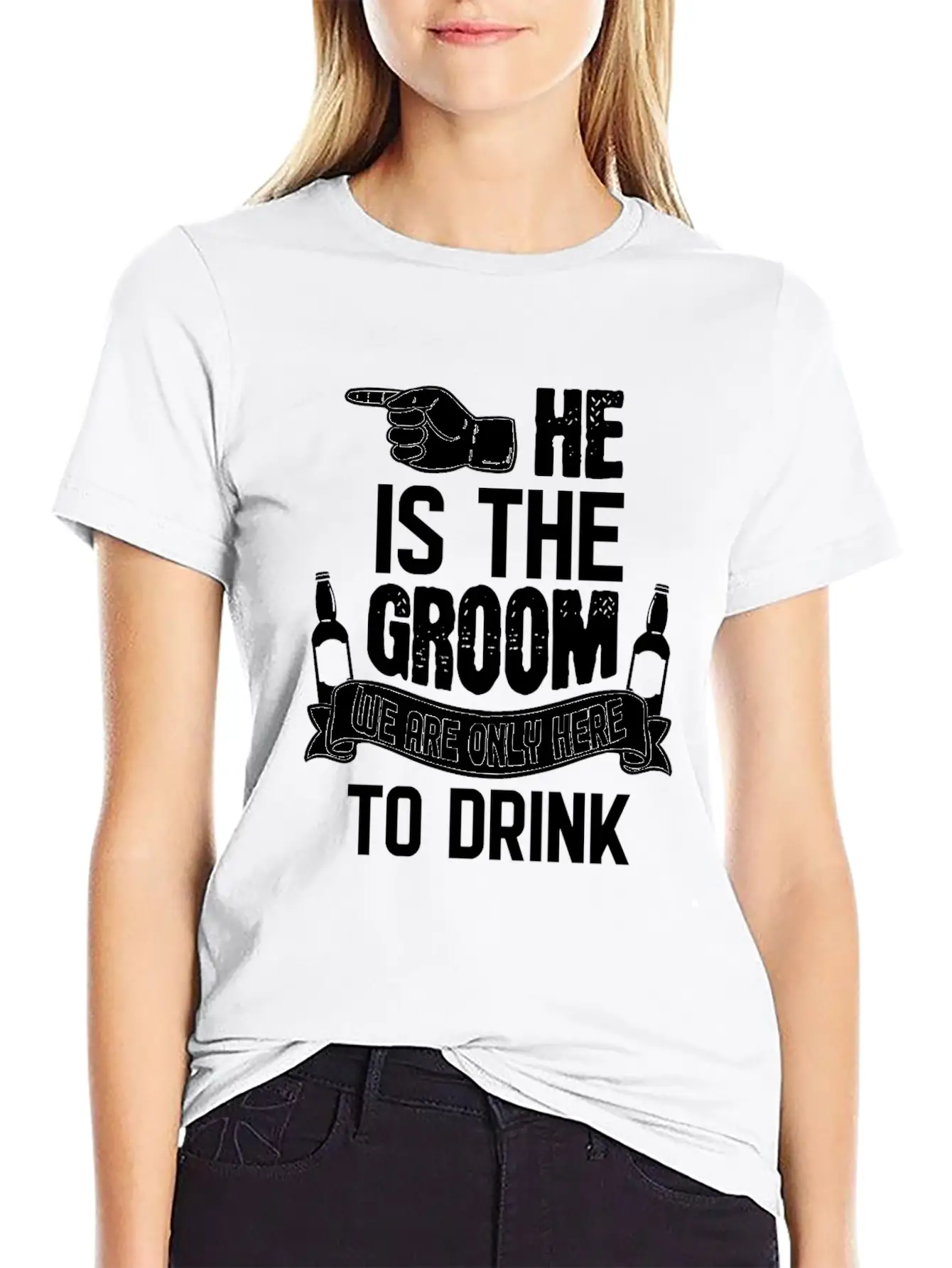 Only Here To Drink Groom Stylish Everyday T-Shirt – Unisex Basic Cotton Tee
