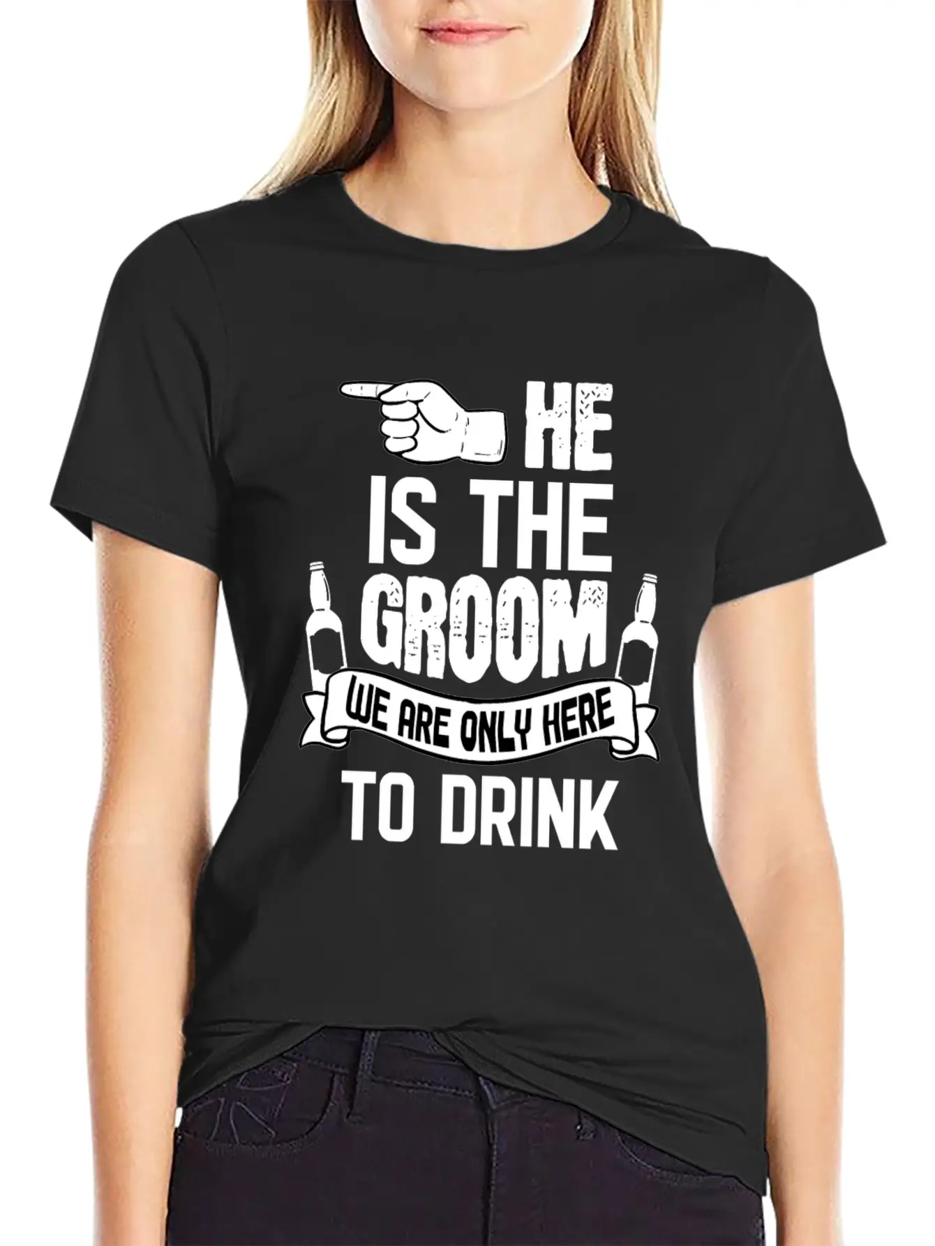 Only Here To Drink Groom Stylish Everyday T-Shirt – Unisex Basic Cotton Tee