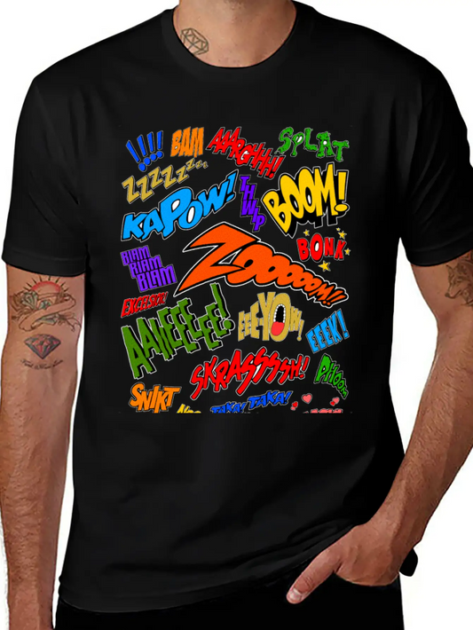Onomatopoeia Collage Basic Graphic T-Shirt – Daily Comfort In Soft Cotton