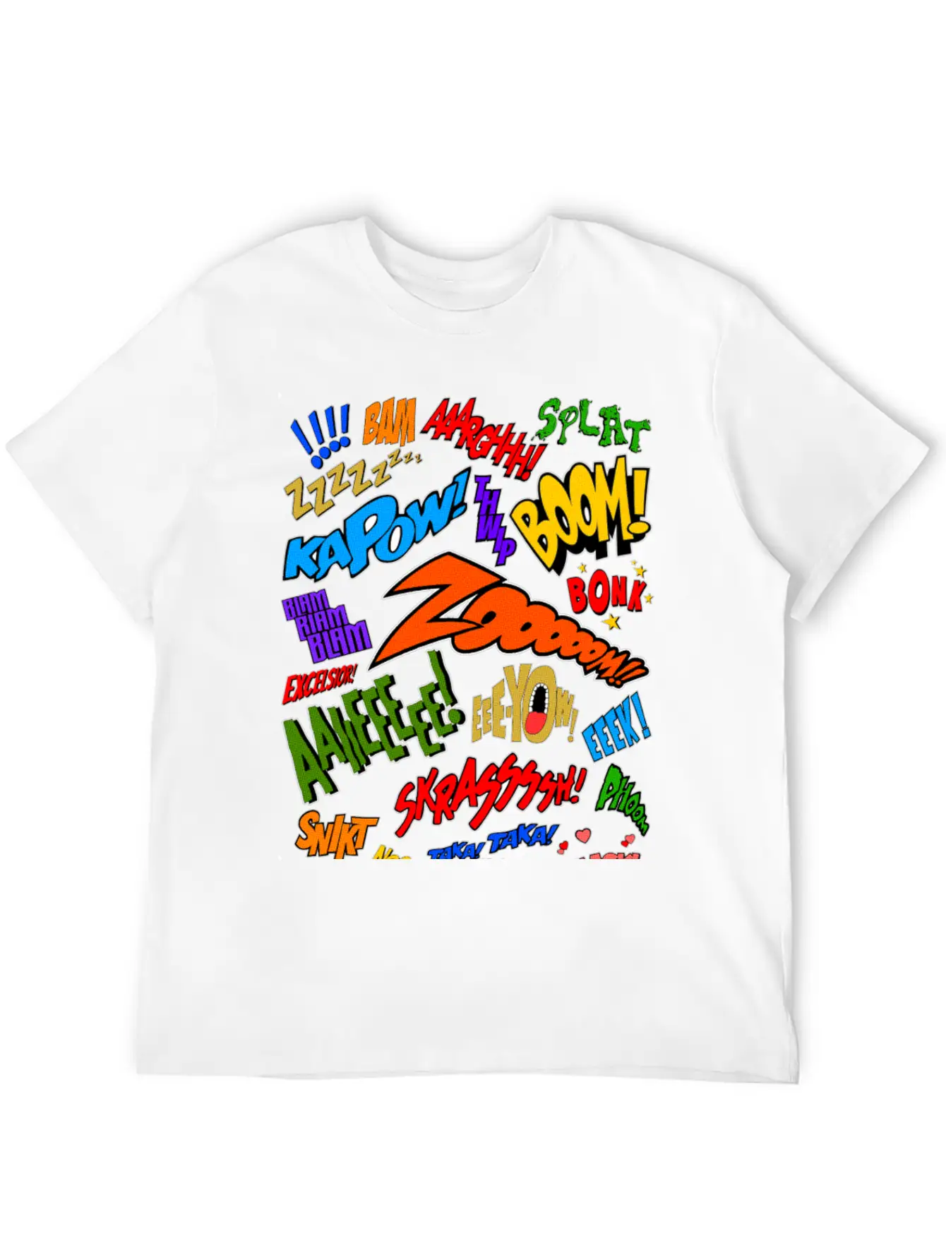 Onomatopoeia Collage Basic Graphic T-Shirt – Daily Comfort In Soft Cotton