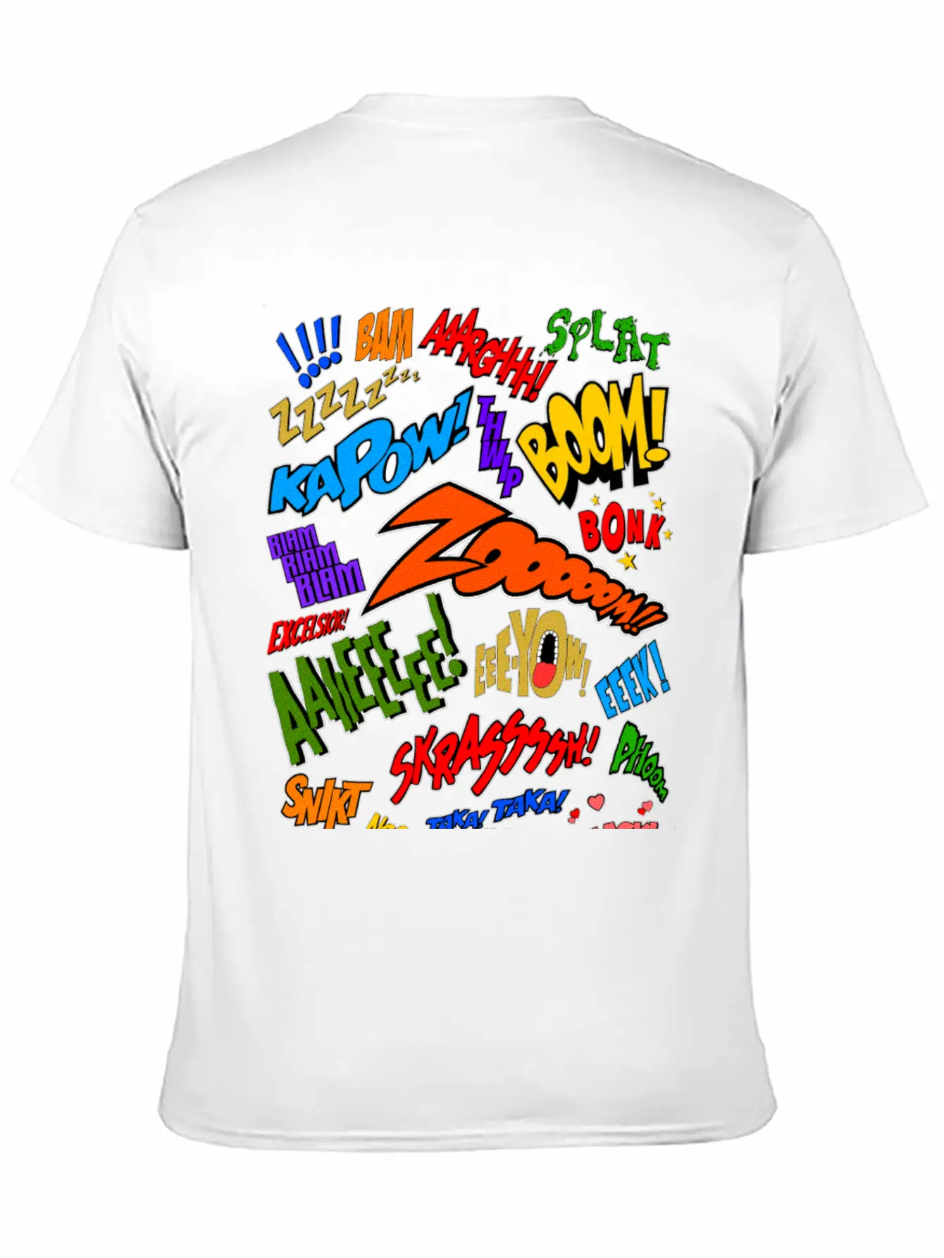 Onomatopoeia Collage Basic Graphic T-Shirt – Daily Comfort In Soft Cotton