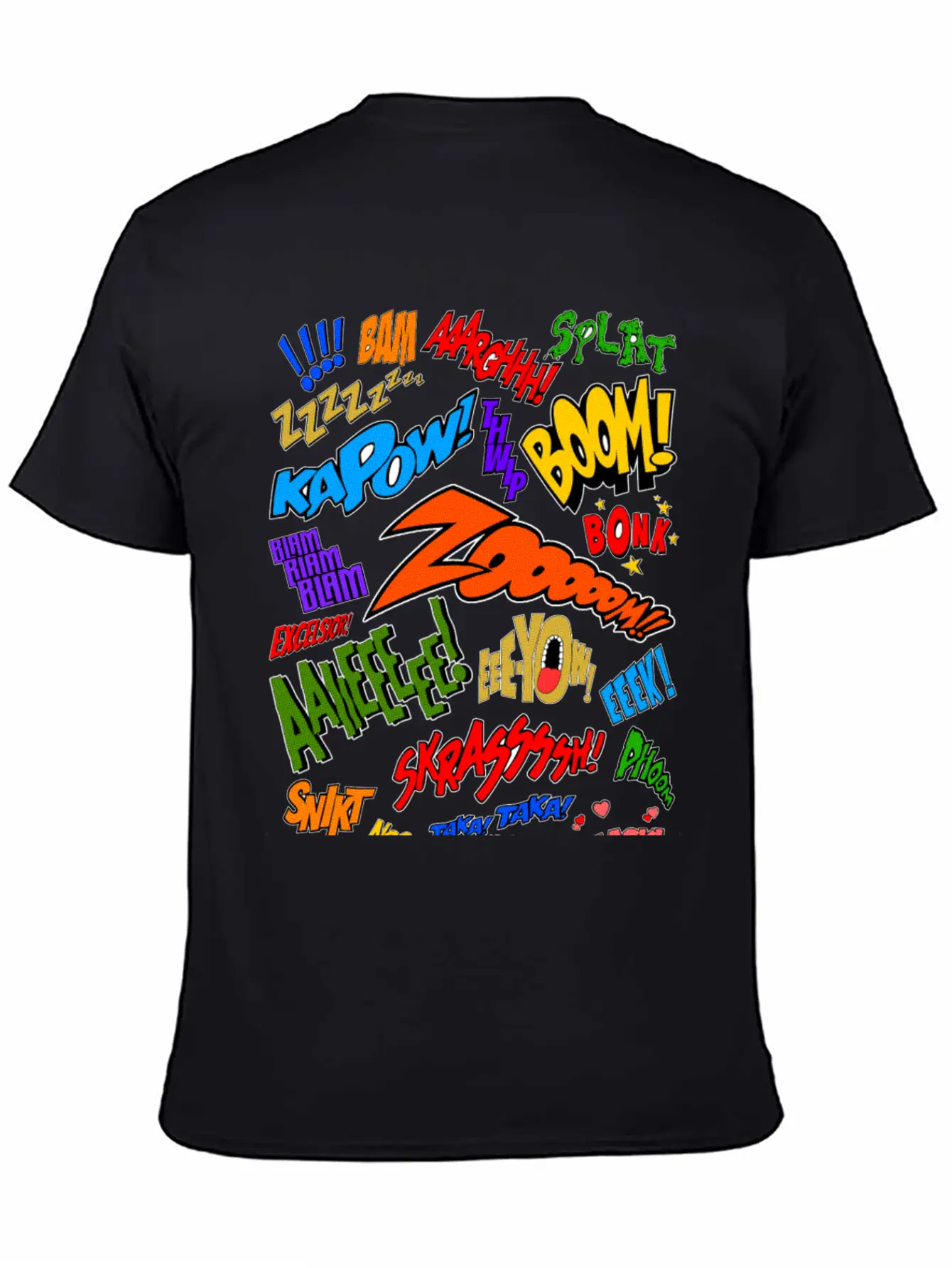 Onomatopoeia Collage Basic Graphic T-Shirt – Daily Comfort In Soft Cotton