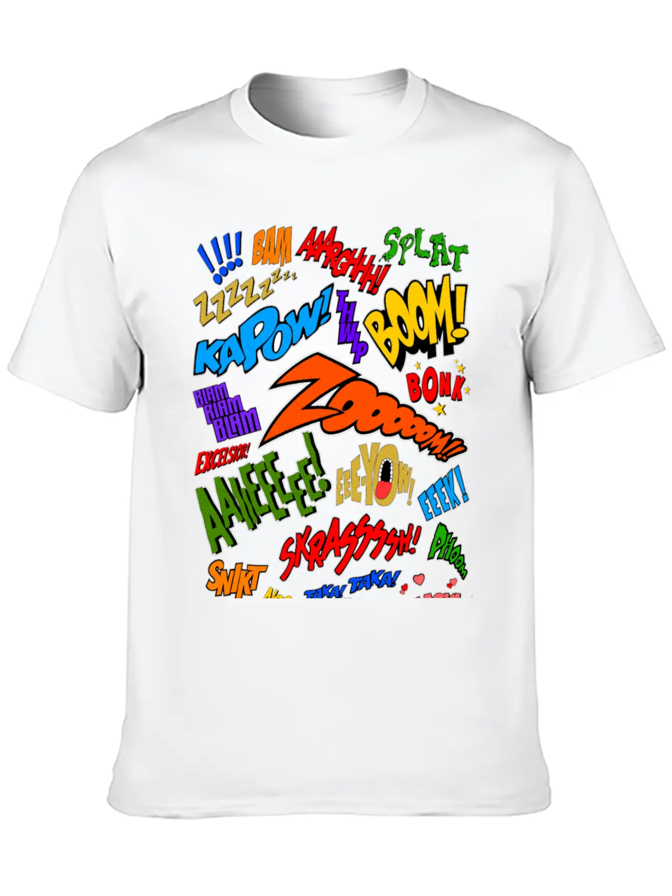 Onomatopoeia Collage Basic Graphic T-Shirt – Daily Comfort In Soft Cotton
