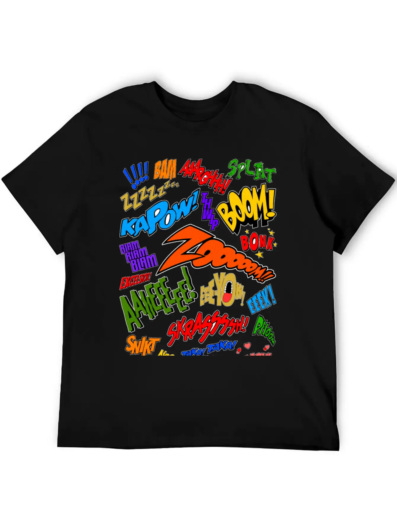 Onomatopoeia Collage Basic Graphic T-Shirt – Daily Comfort In Soft Cotton