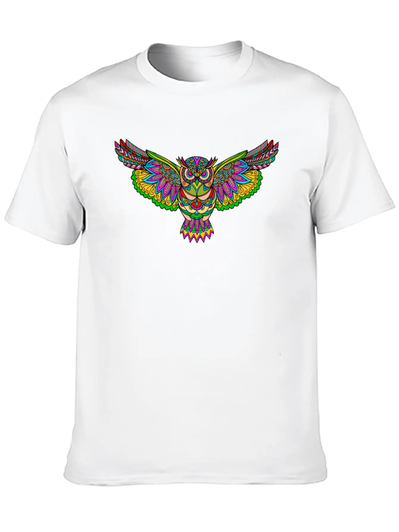 Open Wings Owl Colorful Multicolor Yoga Meditation Unisex Casual T-Shirt – Clean Design For Daily Comfort