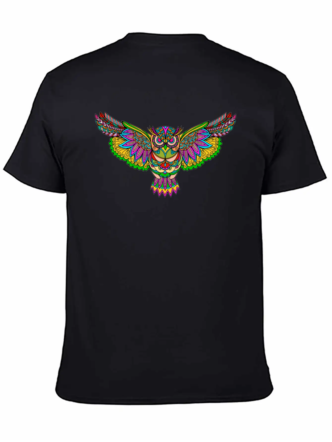 Open Wings Owl Colorful Multicolor Yoga Meditation Unisex Casual T-Shirt – Clean Design For Daily Comfort