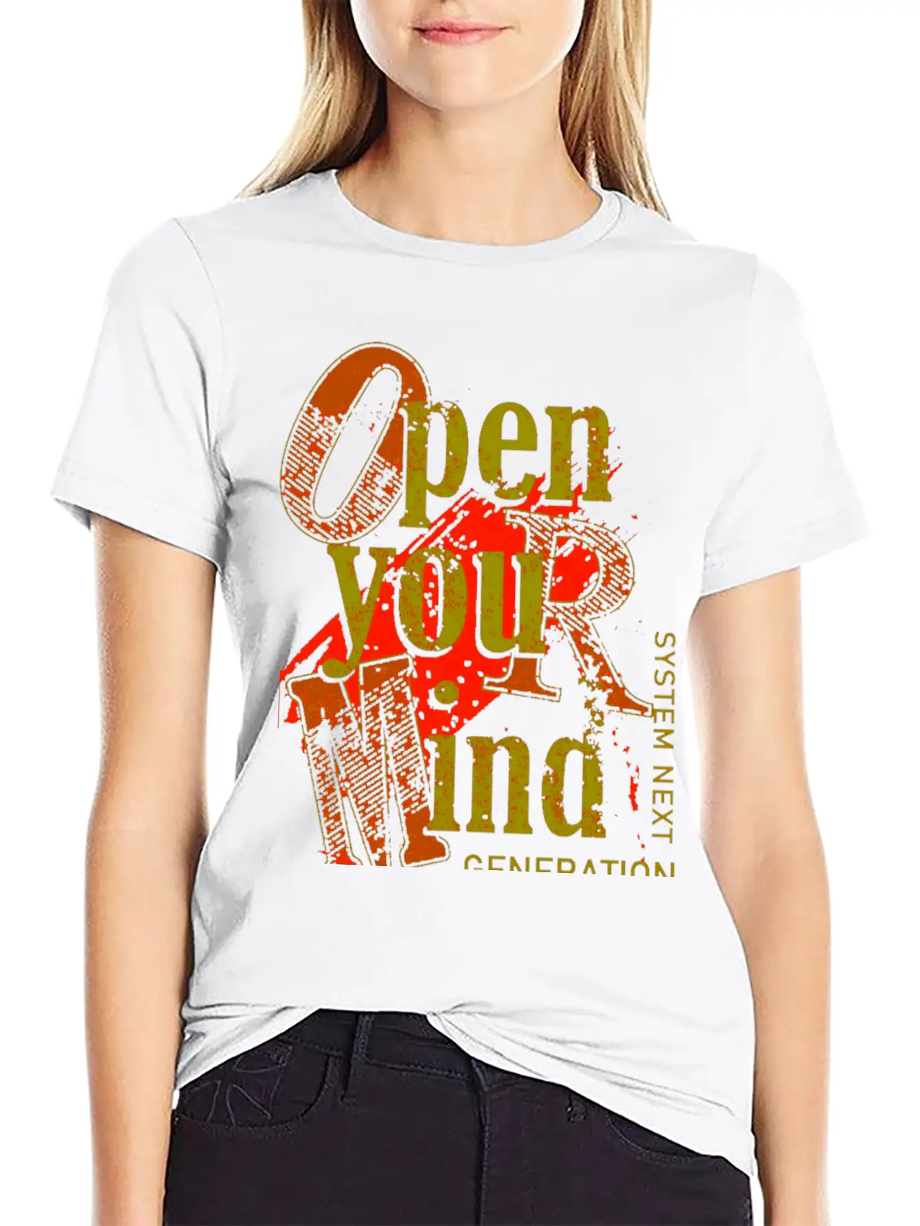 Open Your Mind Title Of Creativity Text Arts Stylish Everyday T-Shirt – Unisex Basic Cotton Tee