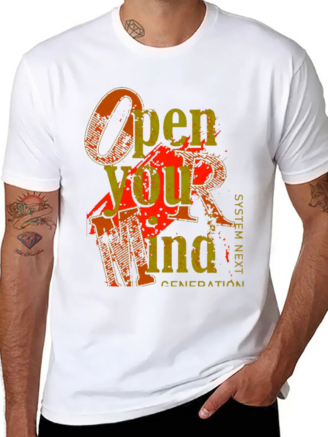 Open Your Mind Title Of Creativity Text Arts Stylish Everyday T-Shirt – Unisex Basic Cotton Tee
