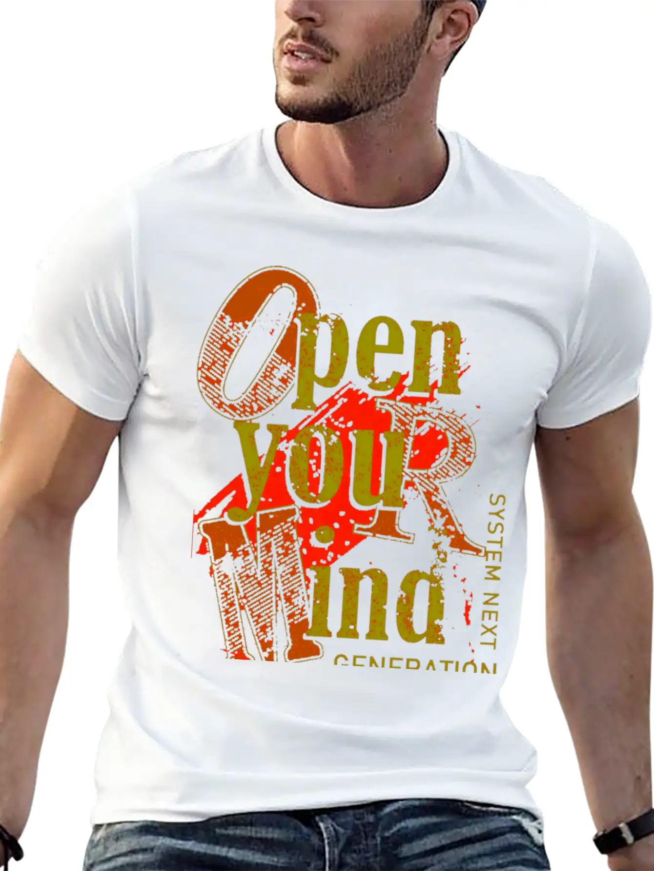 Open Your Mind Title Of Creativity Text Arts Stylish Everyday T-Shirt – Unisex Basic Cotton Tee