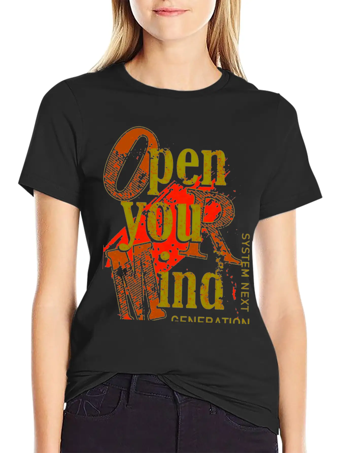 Open Your Mind Title Of Creativity Text Arts Stylish Everyday T-Shirt – Unisex Basic Cotton Tee