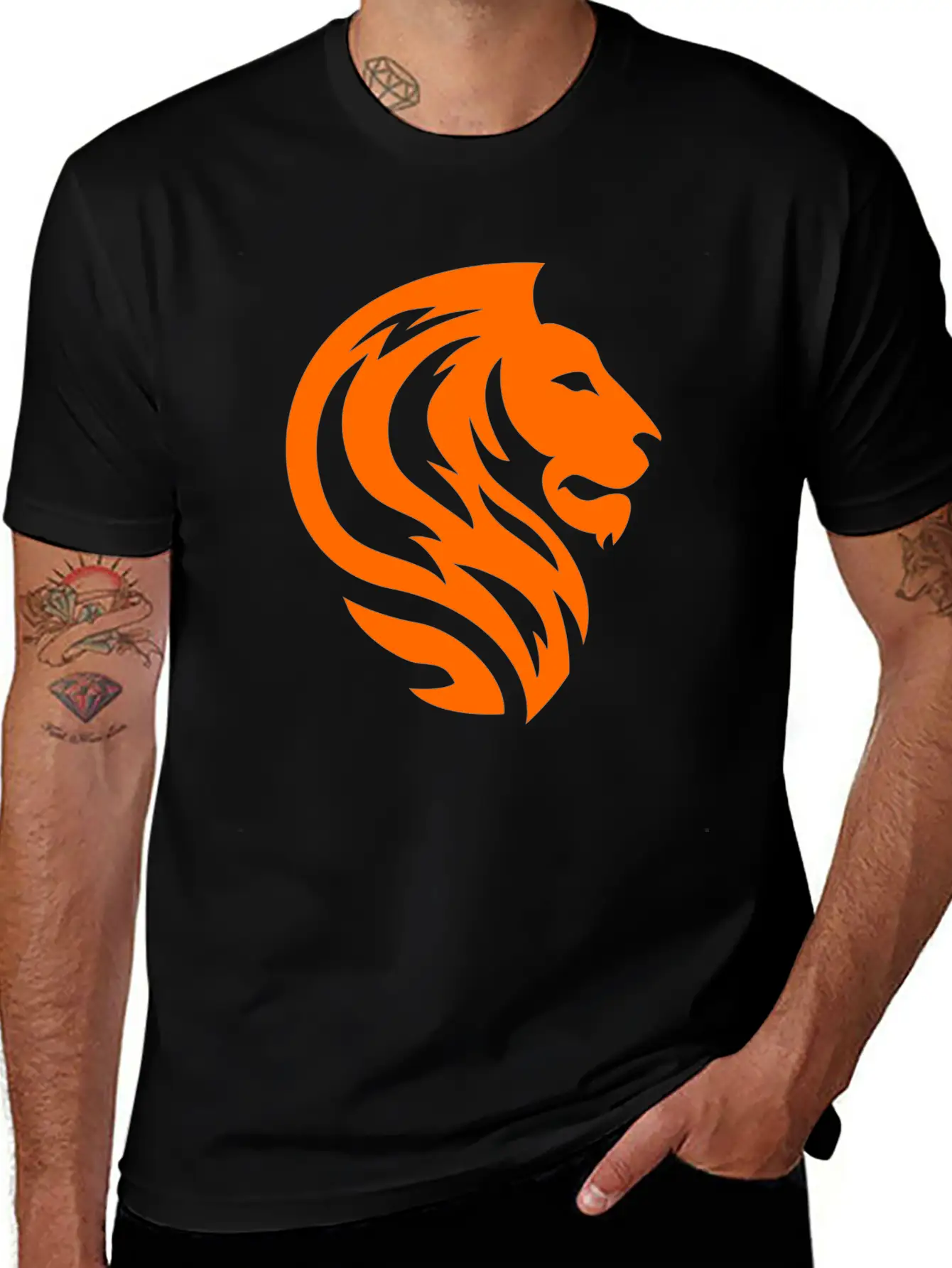 Orange Lion Unisex Short Sleeve Soft Cotton T-Shirt – Casual Everyday Wear