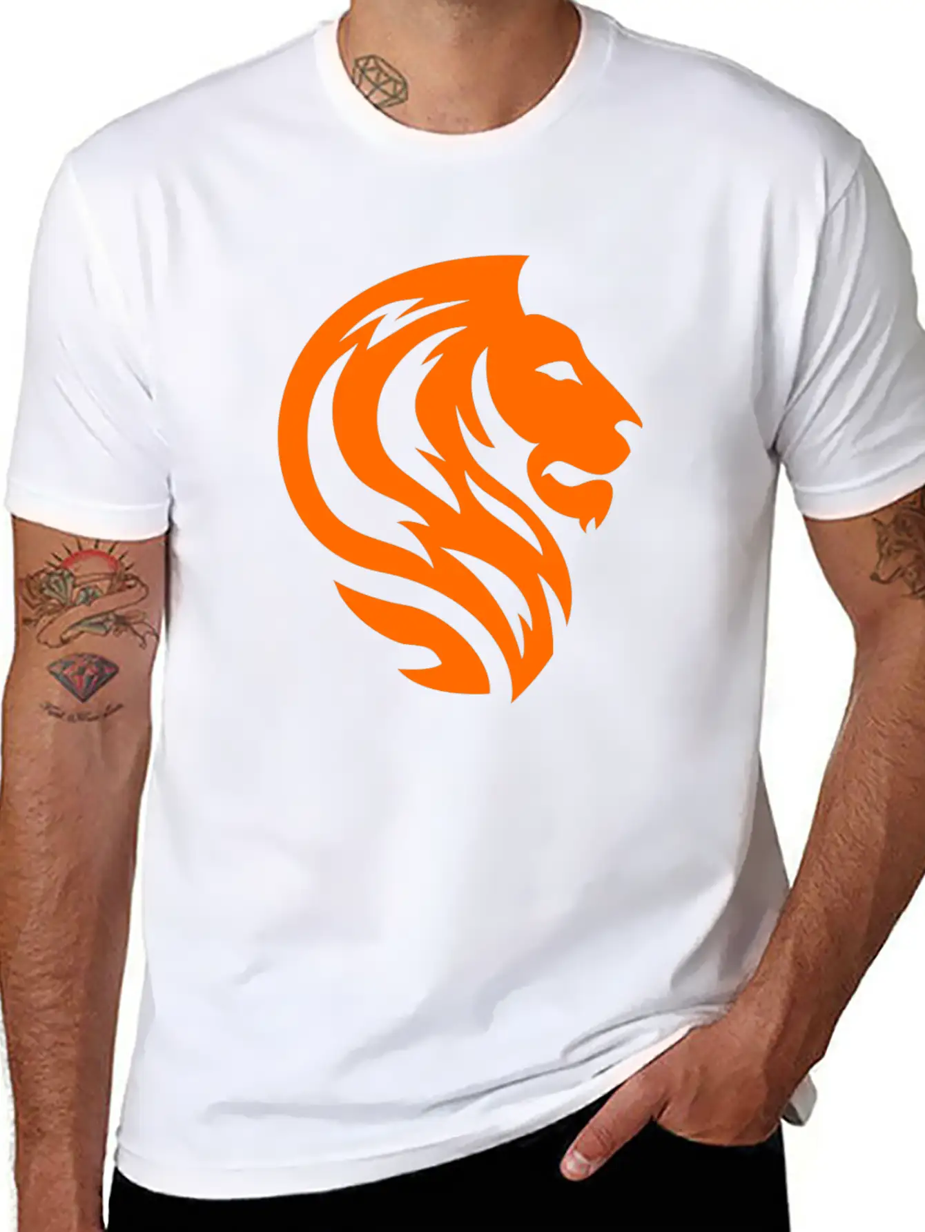 Orange Lion Unisex Short Sleeve Soft Cotton T-Shirt – Casual Everyday Wear