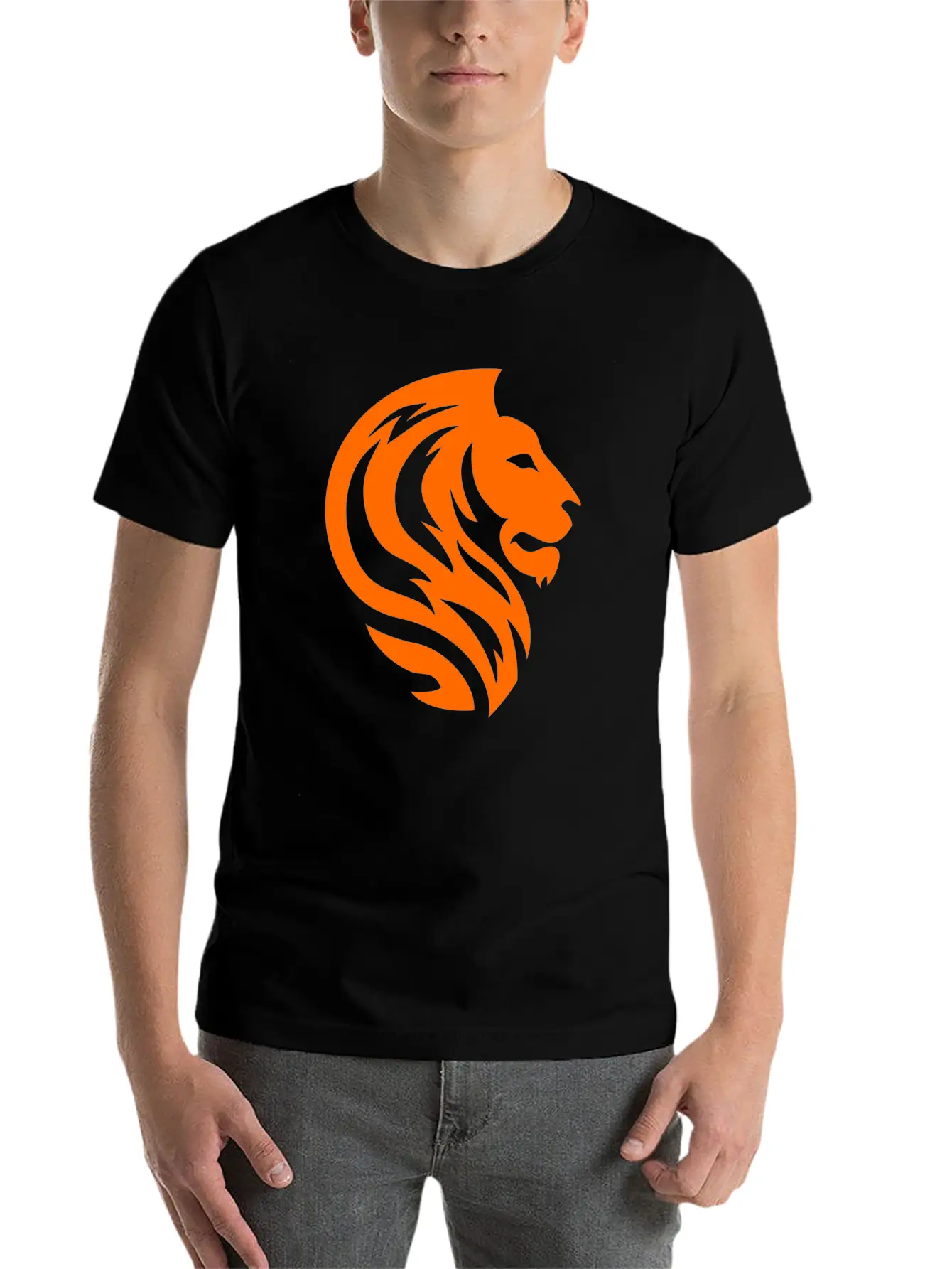 Orange Lion Unisex Short Sleeve Soft Cotton T-Shirt – Casual Everyday Wear