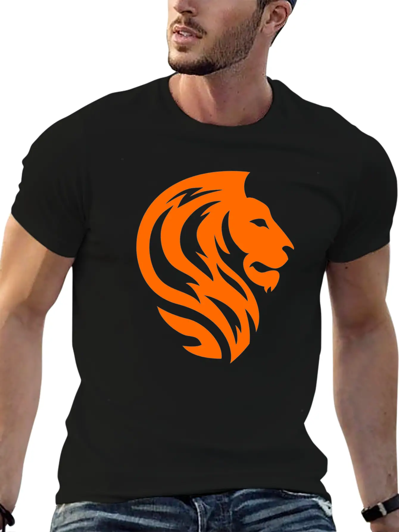 Orange Lion Unisex Short Sleeve Soft Cotton T-Shirt – Casual Everyday Wear