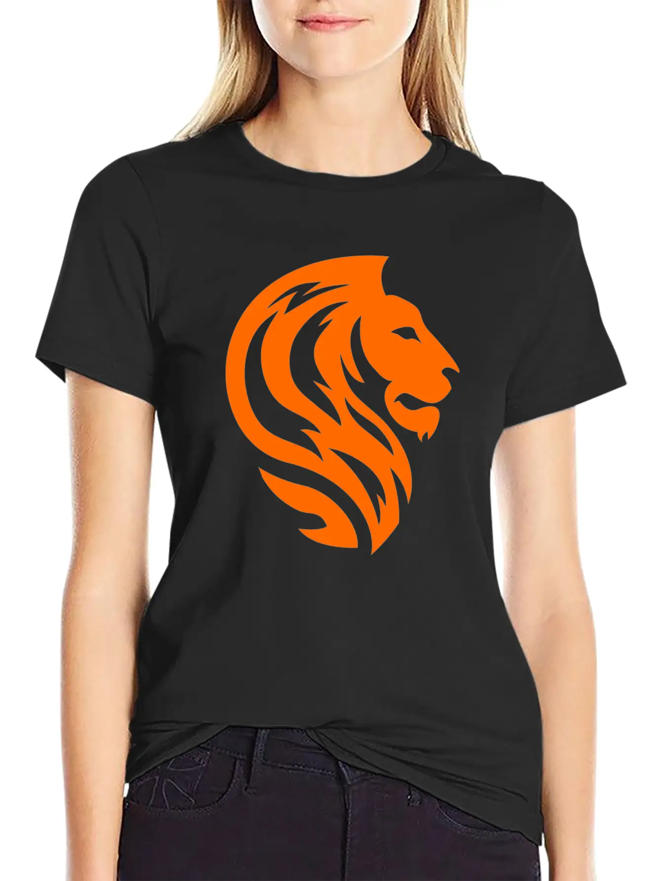 Orange Lion Unisex Short Sleeve Soft Cotton T-Shirt – Casual Everyday Wear