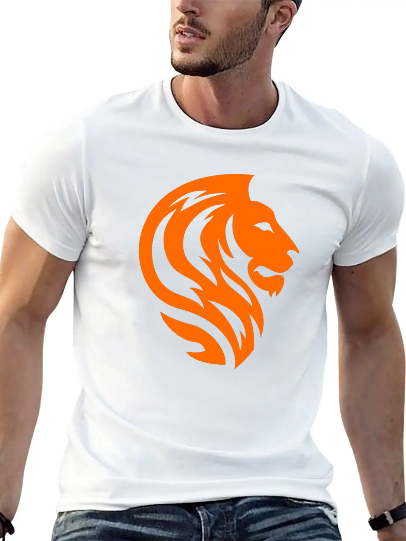 Orange Lion Unisex Short Sleeve Soft Cotton T-Shirt – Casual Everyday Wear