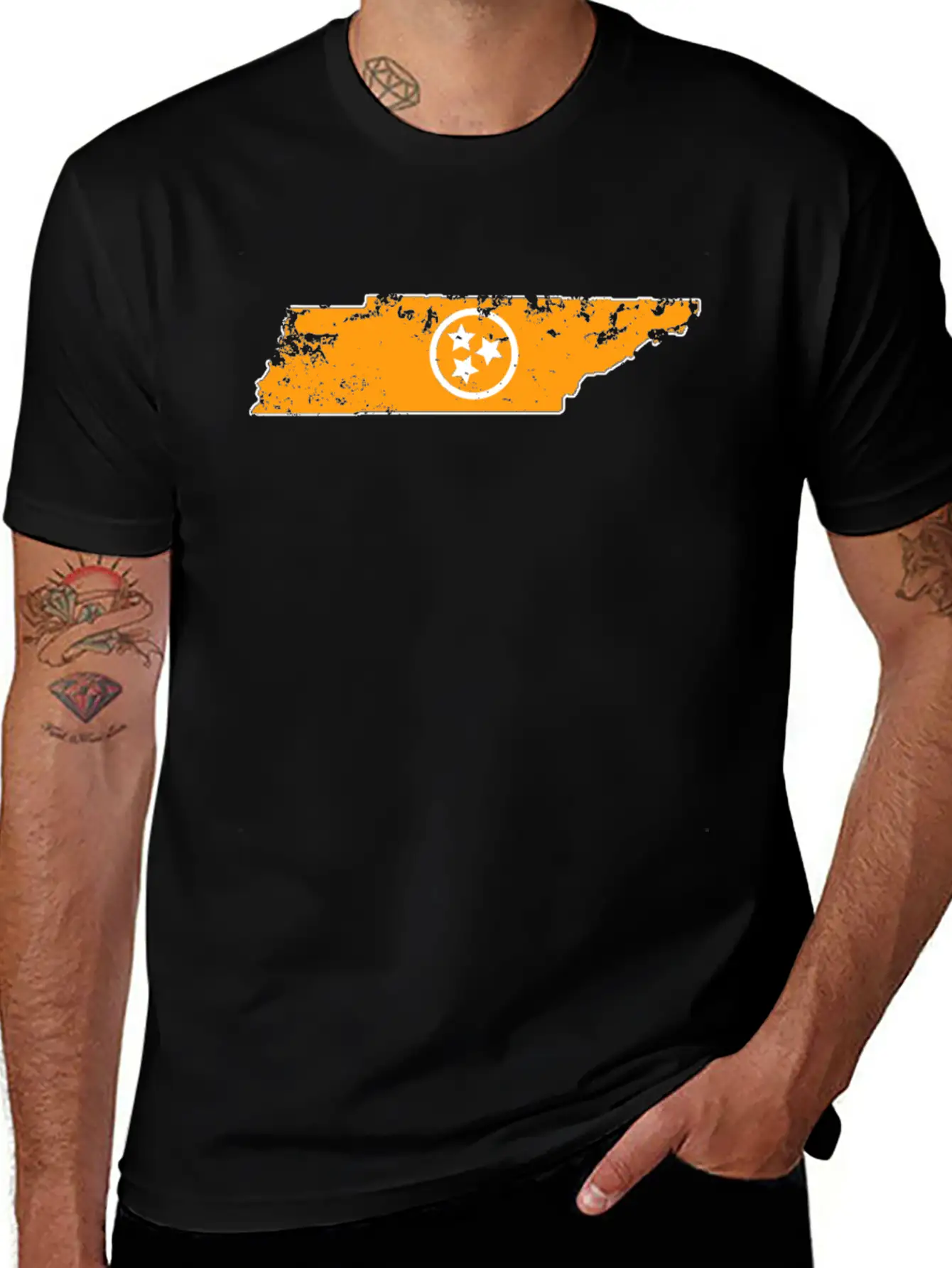 Orange Tennessee State 3 White Stars Of The Flag Stylish Everyday T-Shirt – Unisex Basic Cotton Tee