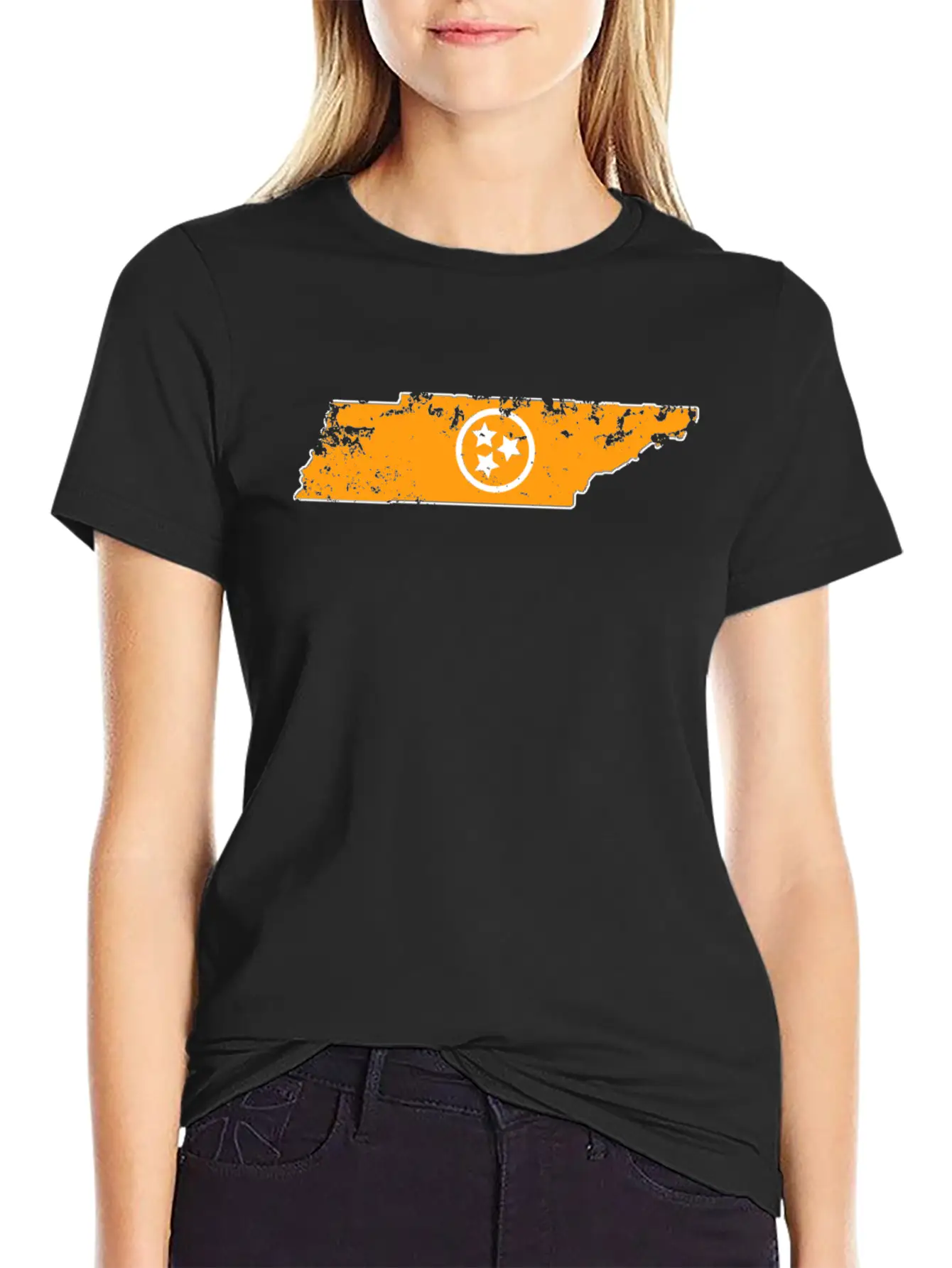 Orange Tennessee State 3 White Stars Of The Flag Stylish Everyday T-Shirt – Unisex Basic Cotton Tee