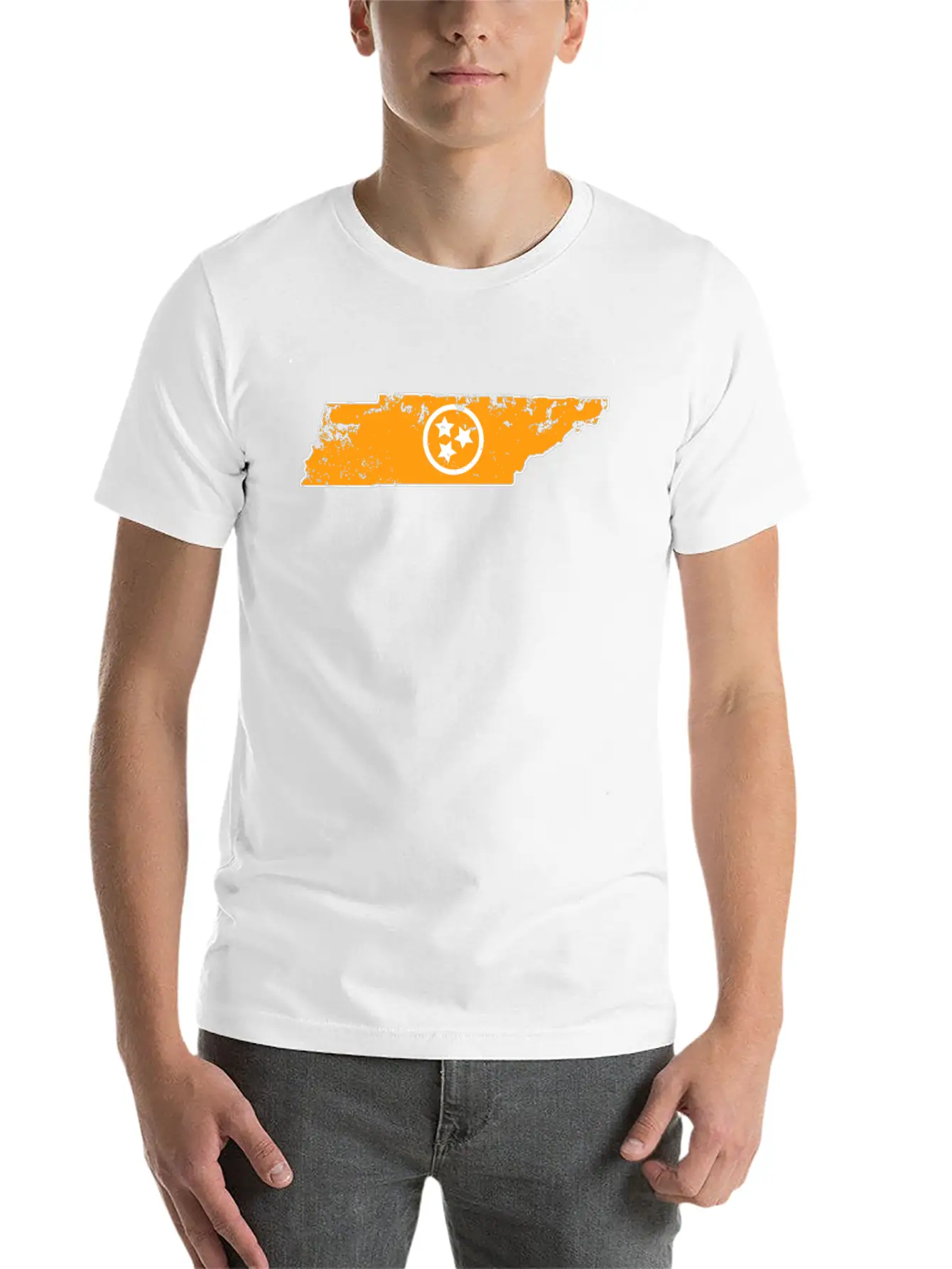 Orange Tennessee State 3 White Stars Of The Flag Stylish Everyday T-Shirt – Unisex Basic Cotton Tee