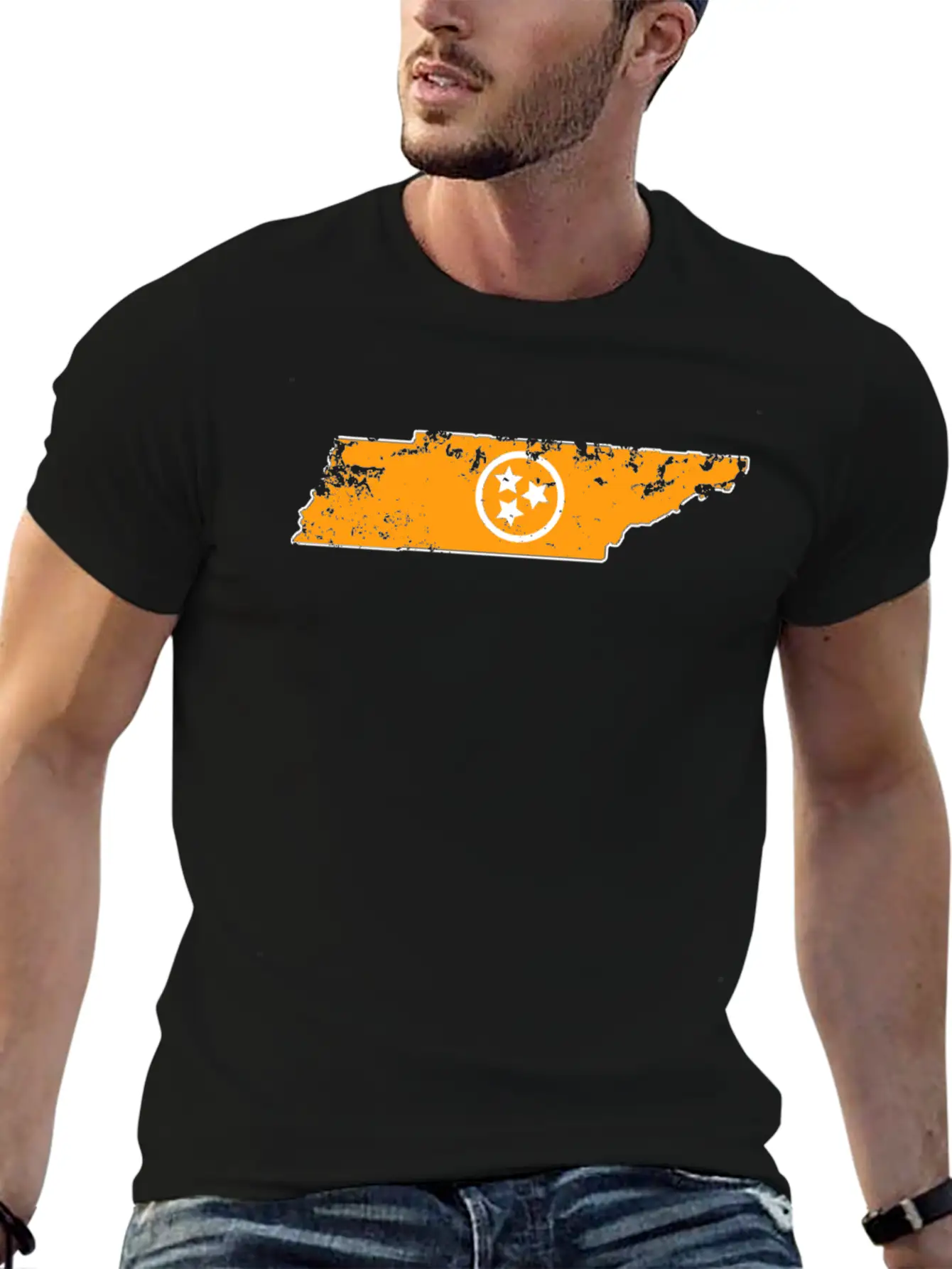 Orange Tennessee State 3 White Stars Of The Flag Stylish Everyday T-Shirt – Unisex Basic Cotton Tee