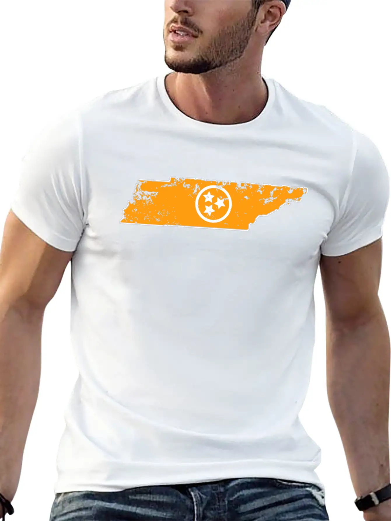 Orange Tennessee State 3 White Stars Of The Flag Stylish Everyday T-Shirt – Unisex Basic Cotton Tee