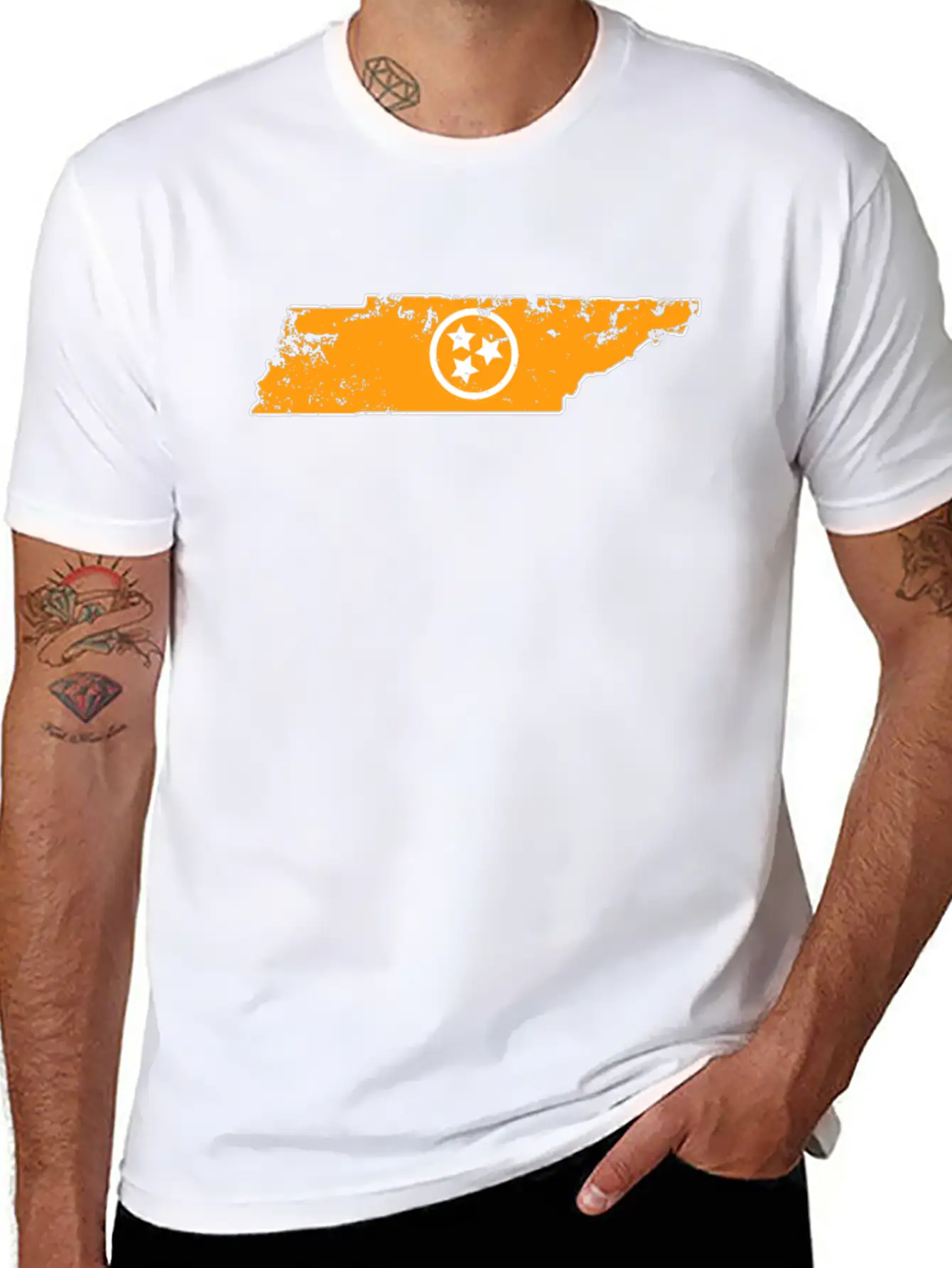 Orange Tennessee State 3 White Stars Of The Flag Stylish Everyday T-Shirt – Unisex Basic Cotton Tee